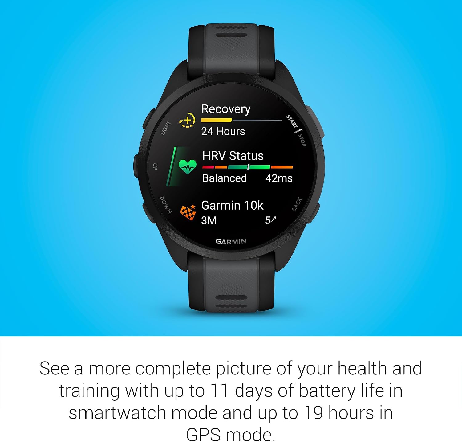 Garmin Forerunner® 165, Running Smartwatch, 43mm, Black