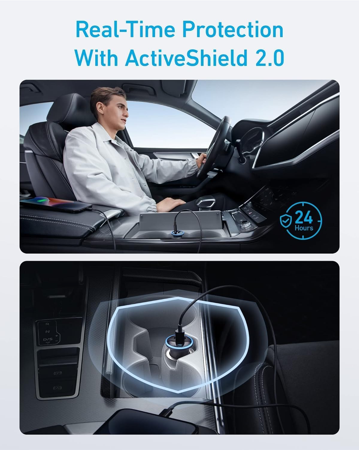 Anker 323 52.5W USB C Car Charger with 30W PowerIQ 3.0 Fast Charging