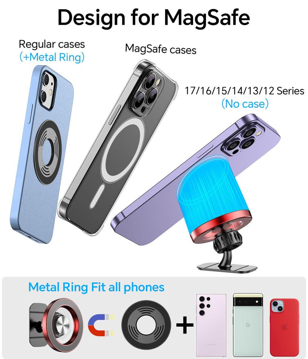 Kaistyle for Magsafe Car Mount【Strong Magnets】Magnetic Phone Holder for Car Phone Holder Mount Dash Mounted Holders Phone Holders for Your Car Accessories for Women Men for iPhone 17 Pro Max 16 15 14