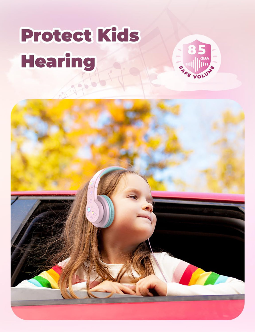 iClever HS19 Kids Headphones for School, Over-Ear for Toddler Boys Girls
