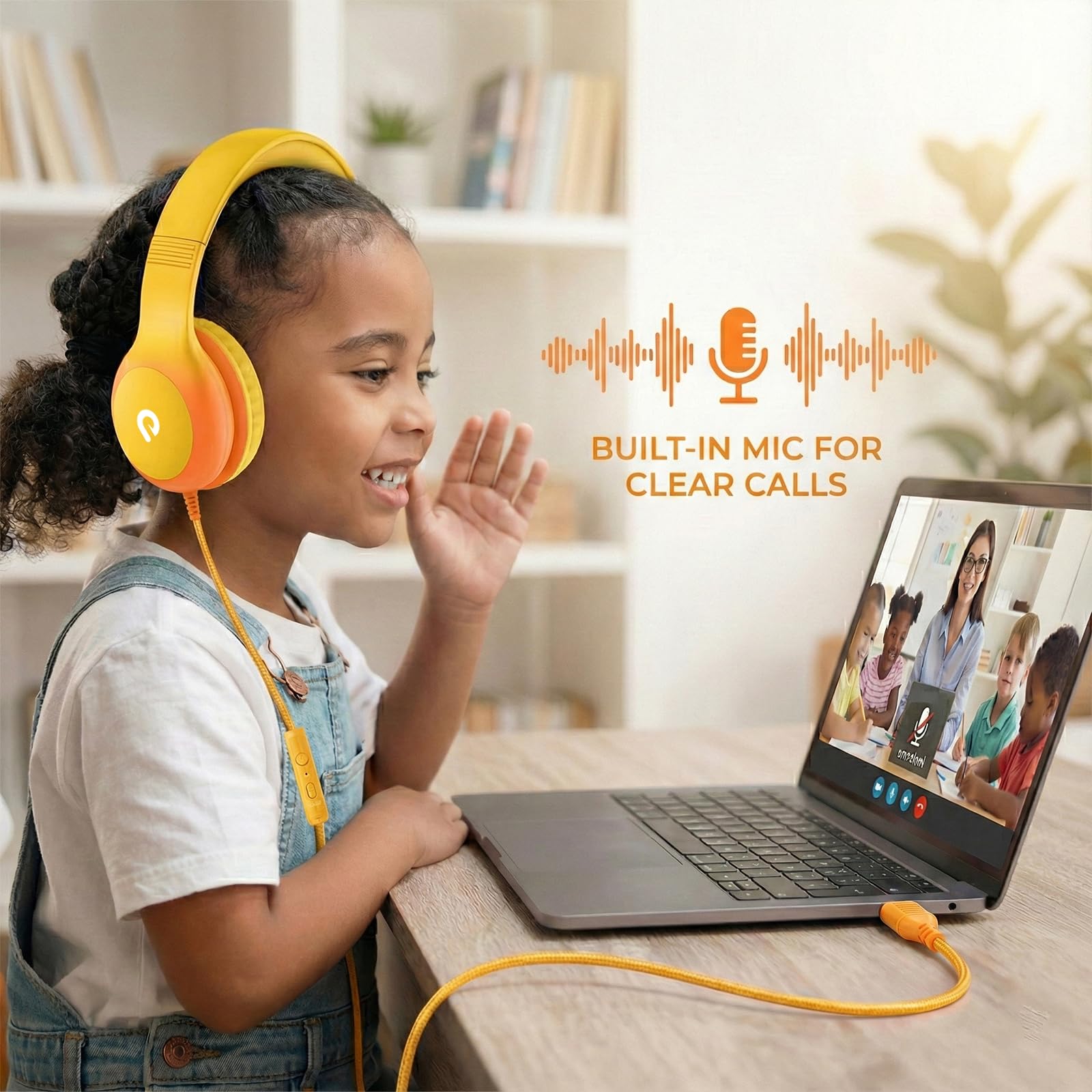 ADOOPE Wired Kids Headphones with USB C Plug, 85dB Safe Volume, Adjustable Headband, Tangle-Free Cord Headphones for School, Tablet, Travel (Light Purple & Pink, Without Microphone)