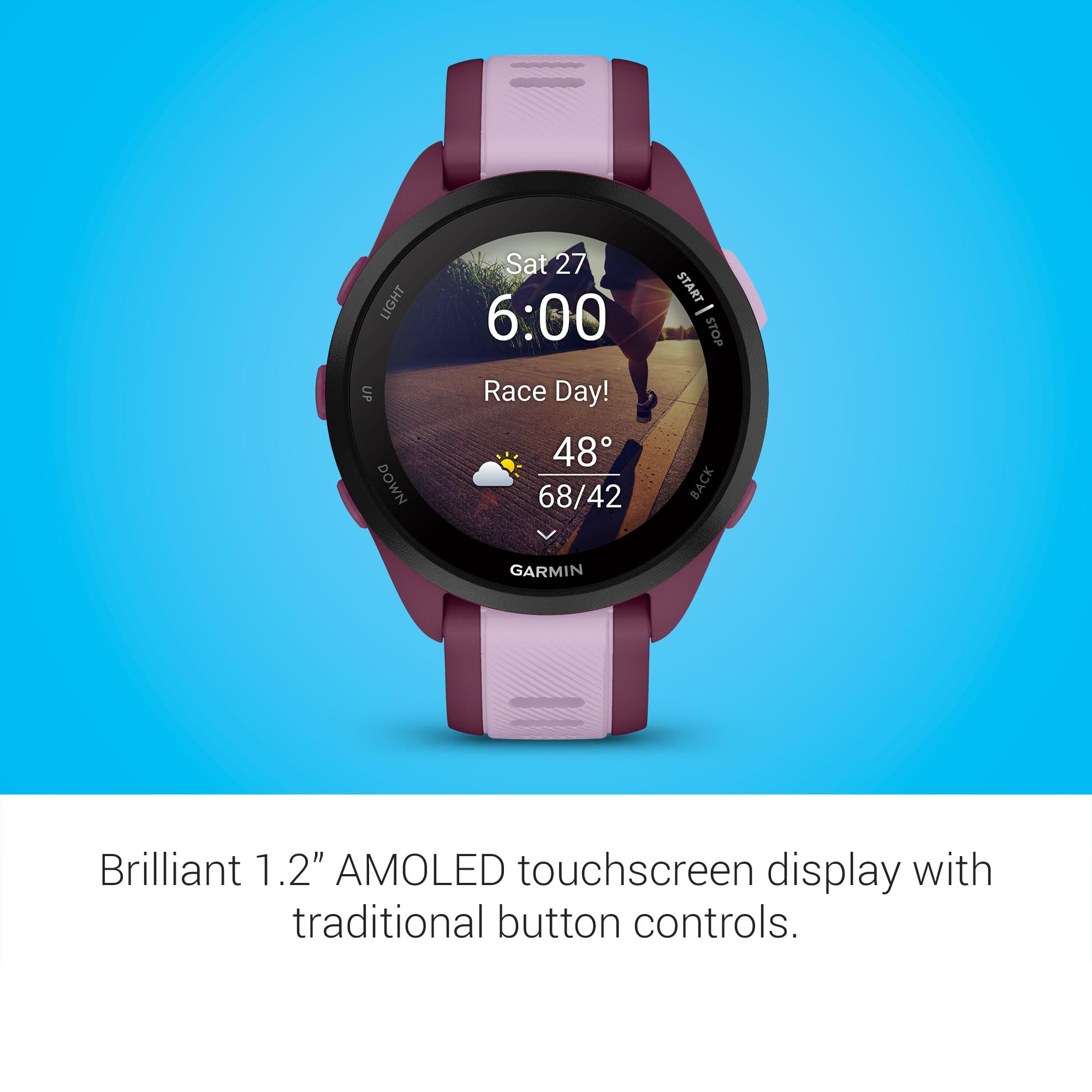 Garmin Forerunner® 165, Running Smartwatch, 43mm, Black
