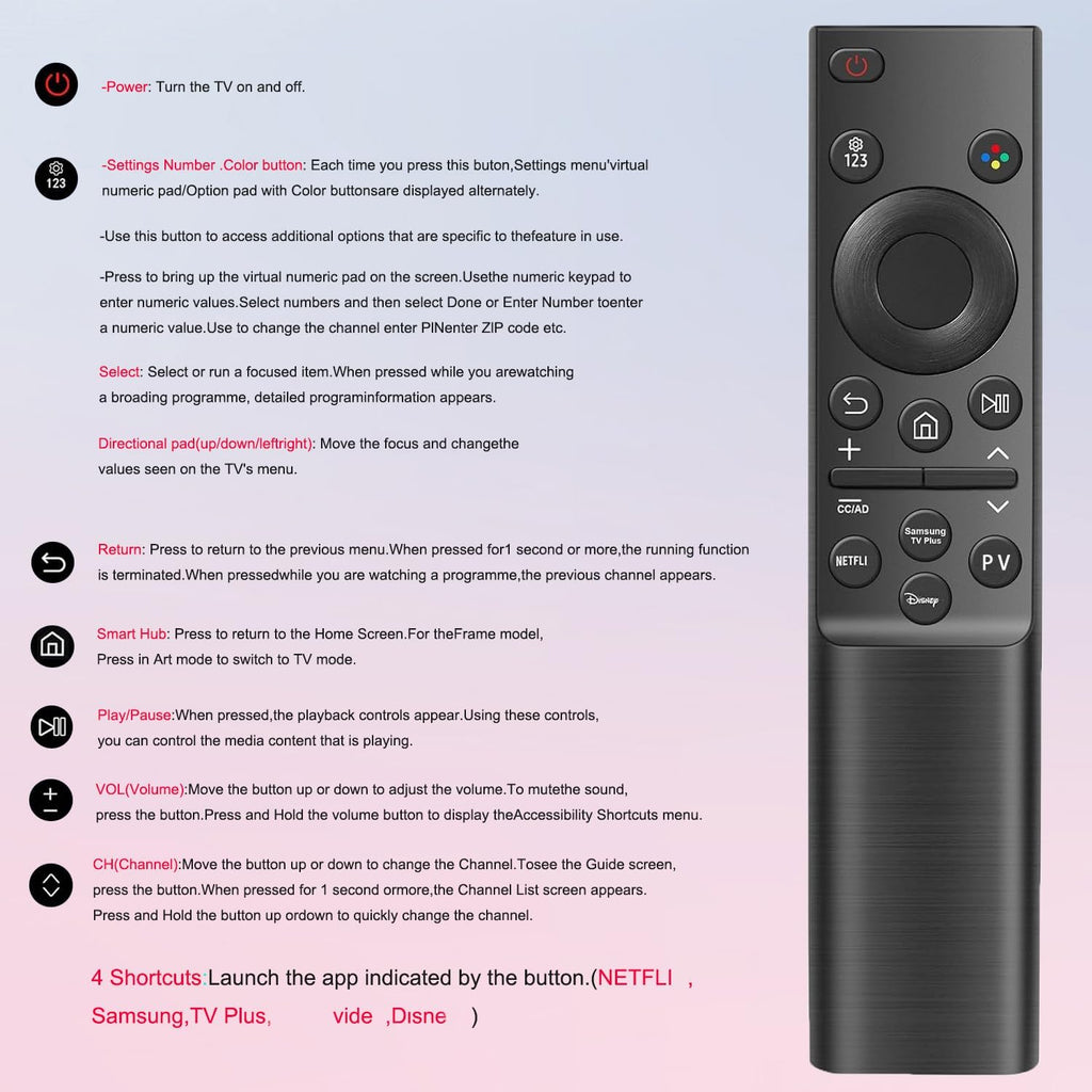 EONCHARM Universal Remote Control for All Samsung TV Compatible with All Samsung LCD LED HDTV 3D Smart TVs Models