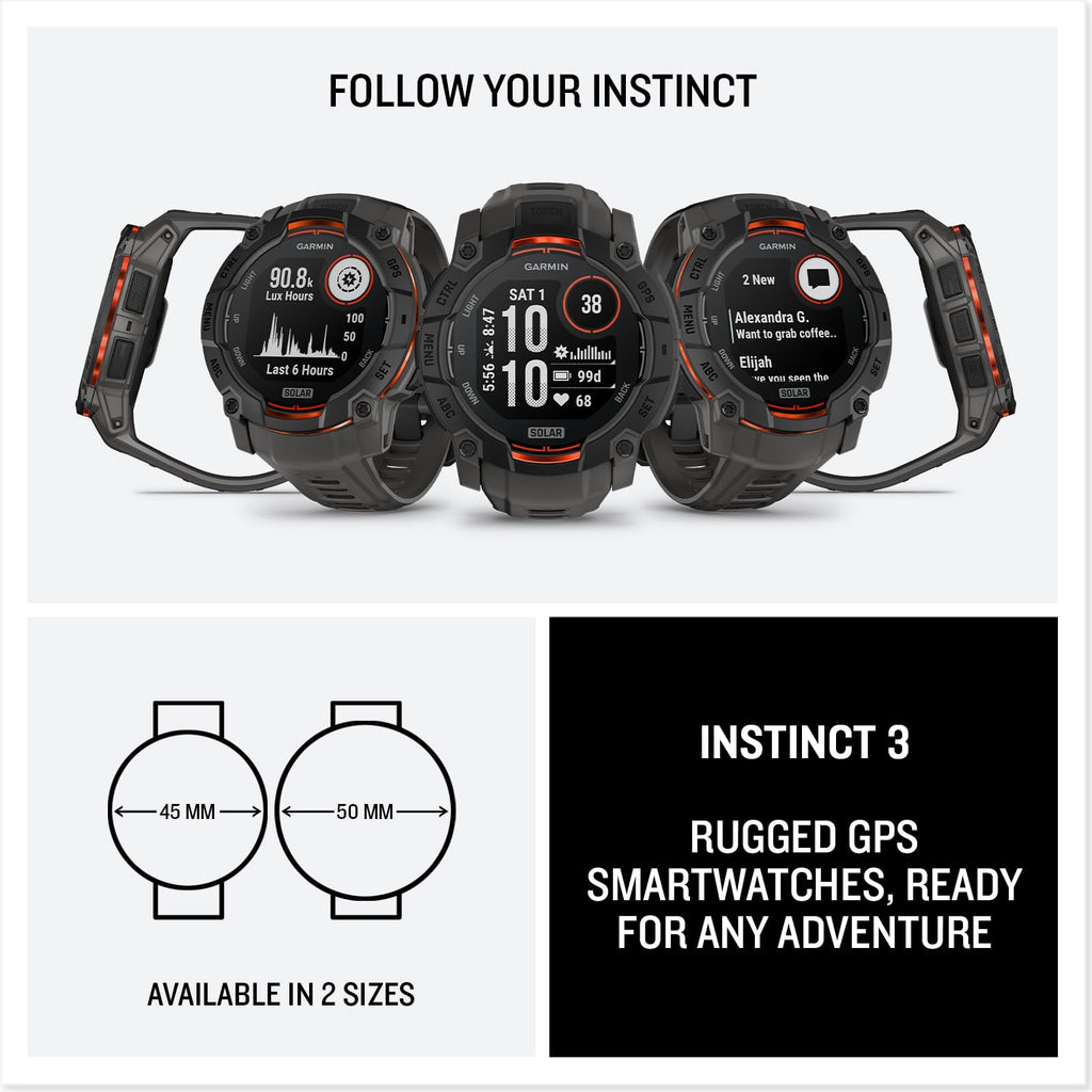 Garmin Instinct® 3 Tactical, Solar, 45mm, Black