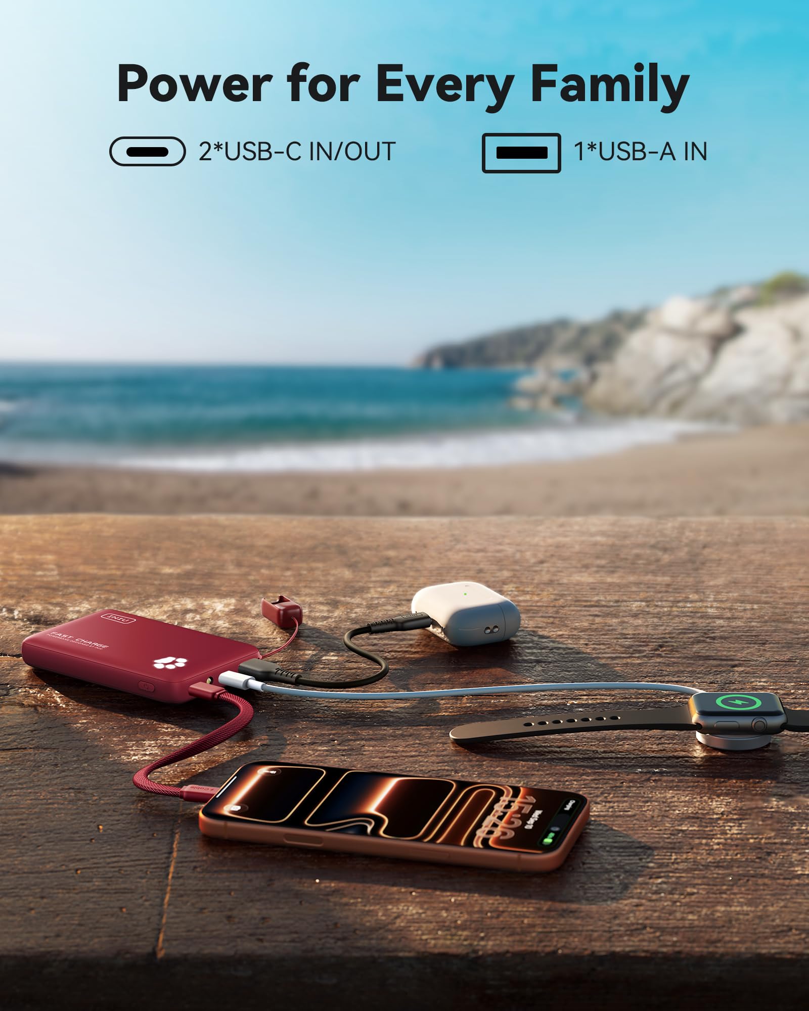 INIU 10000mAh 45W Fast Charging Portable Charger, Smaller Travel Power Bank