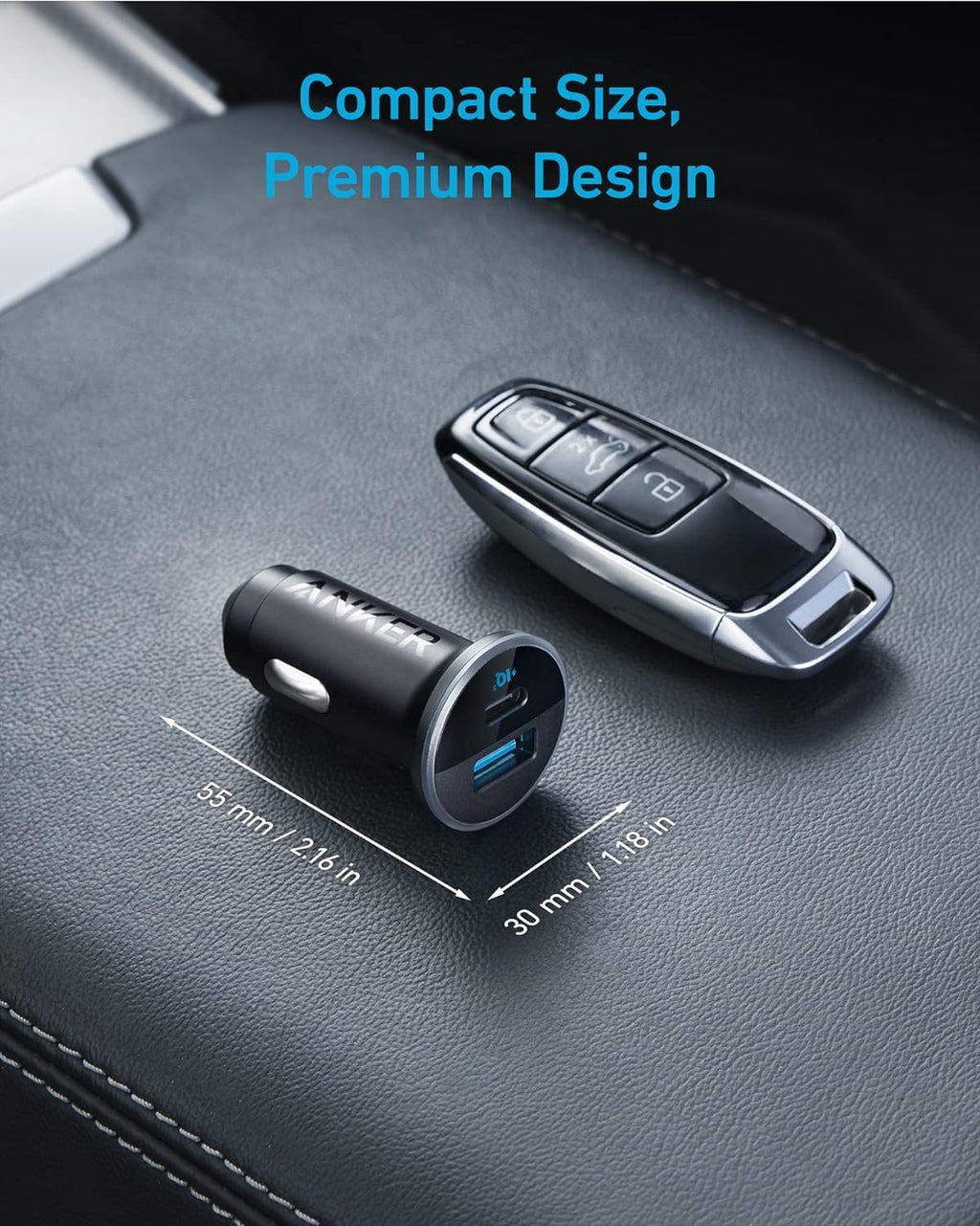 Anker 323 52.5W USB C Car Charger with 30W PowerIQ 3.0 Fast Charging