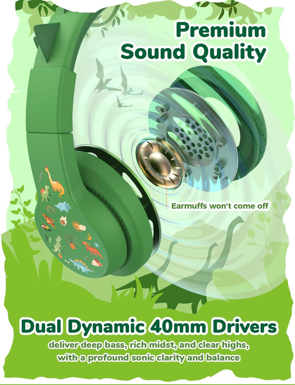 iClever HS19 Kids Headphones for School, Over-Ear for Toddler Boys Girls