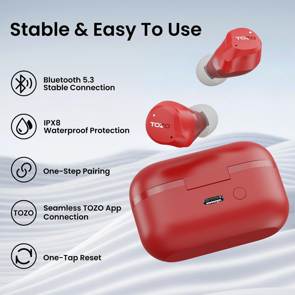 TOZO NC9 Hybrid Active Noise Cancelling Wireless Earbuds, 60H, LED Display