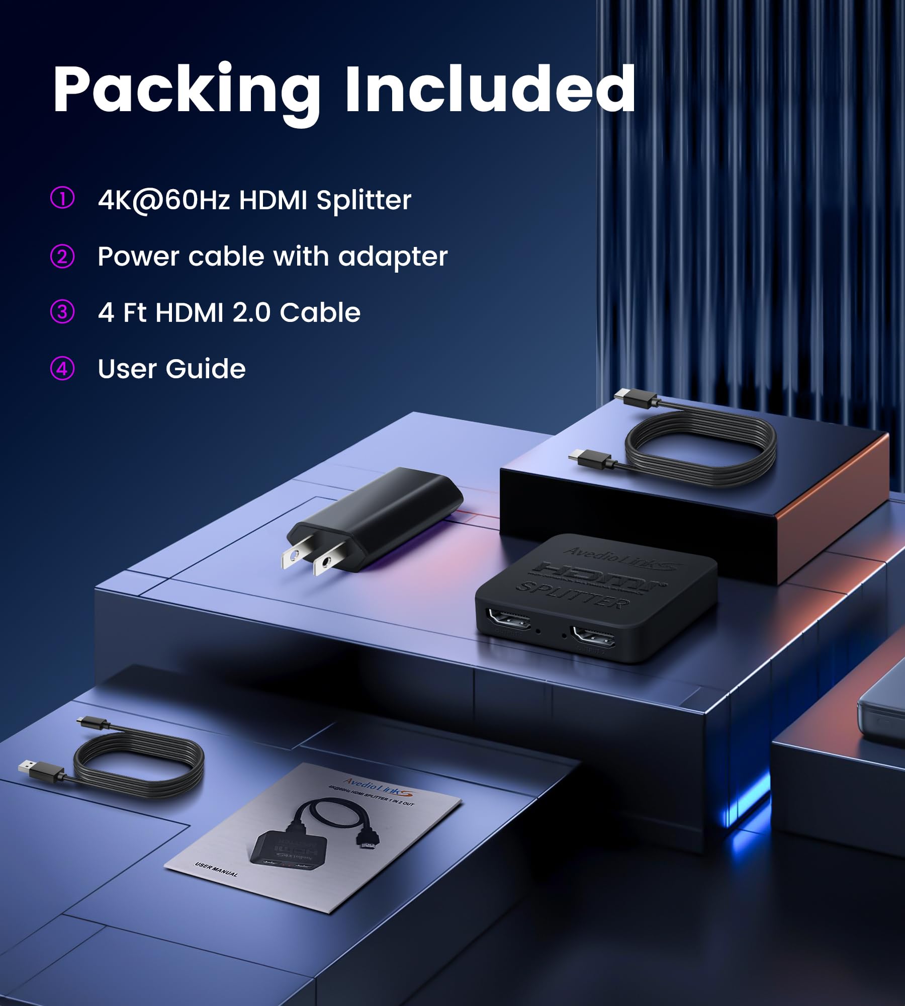 avedio links HDMI Splitter 1 in 2 Out [with 4 Ft Hdmi Cable], Mirror Only