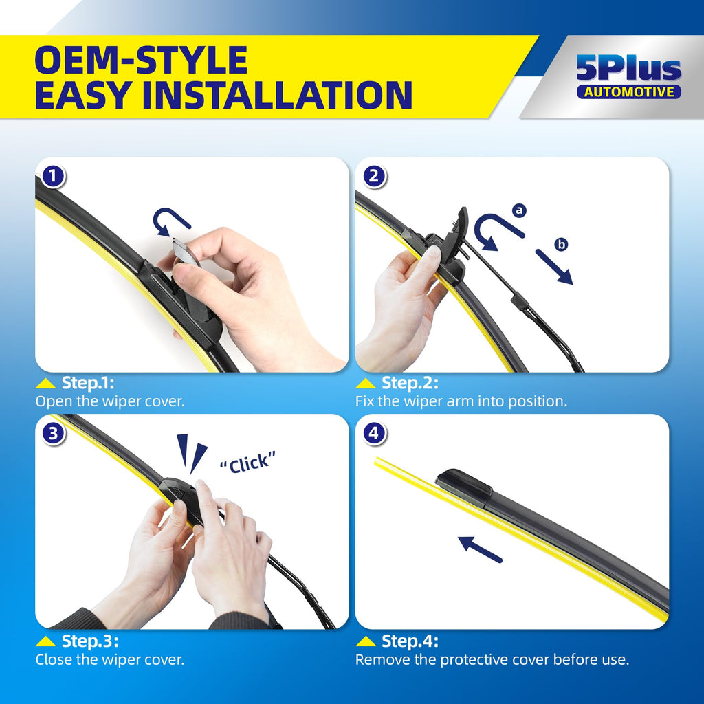 5 PLUS Custom-Fit Wipers fits Toyota Prius 2004-2009 Windshield Wipers