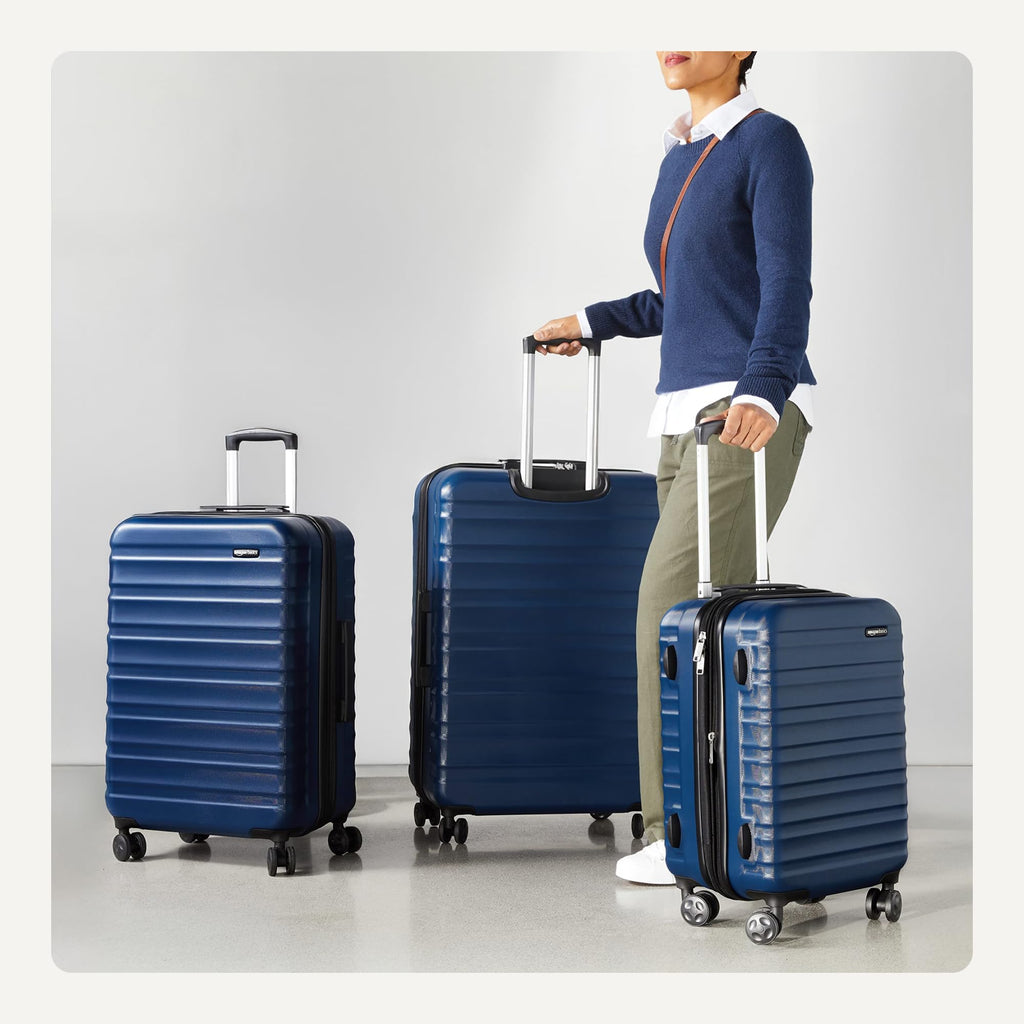 Amazon Basics 30" Hardside Large Checked Luggage, Hardshell Suitcase With Four Multi-directional Wheels, Expandable For Up to 15% More Space, Scratch-Resistant Shell, Black