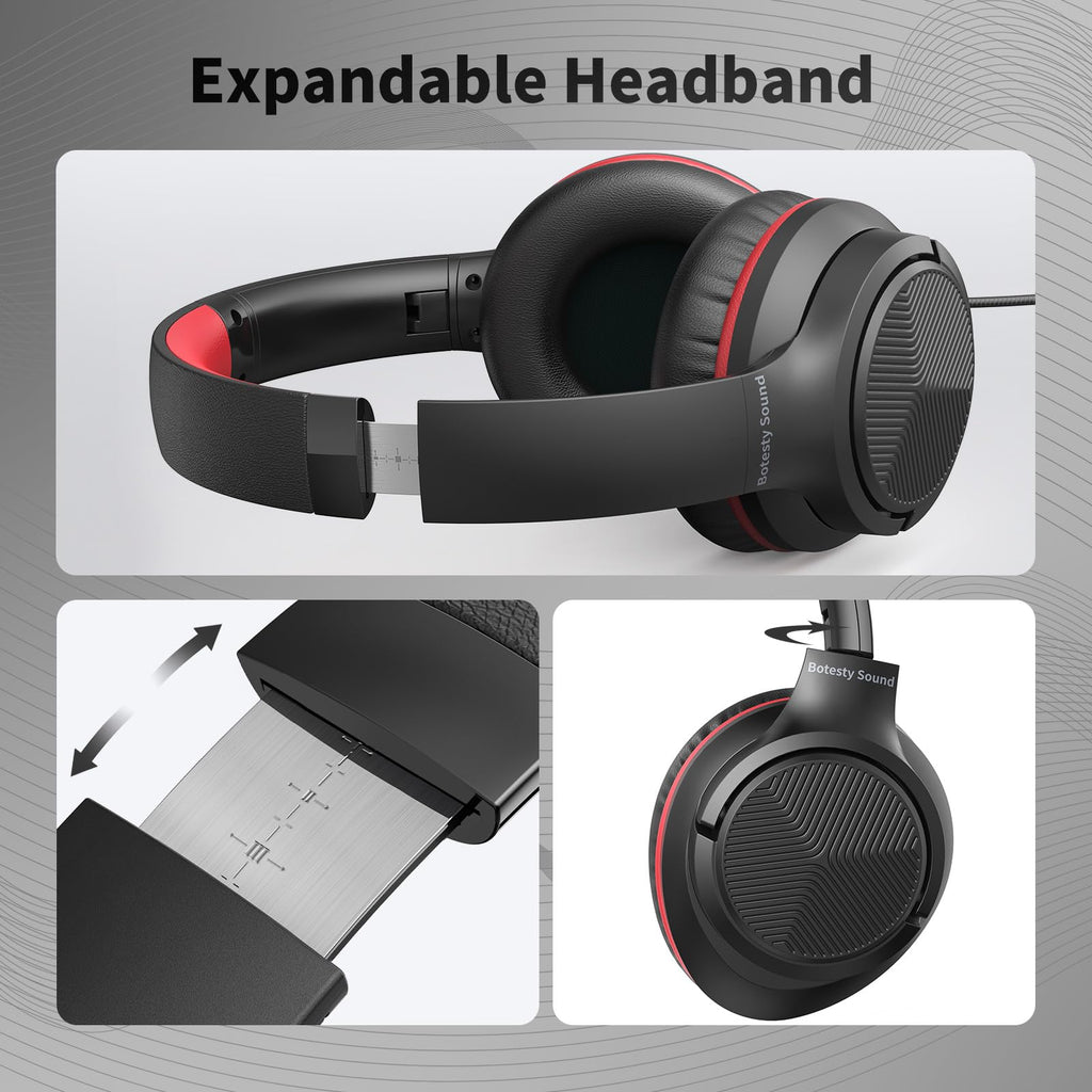 Headphones Wired with Microphone for School, 3.5mm Corded Headphones, Black