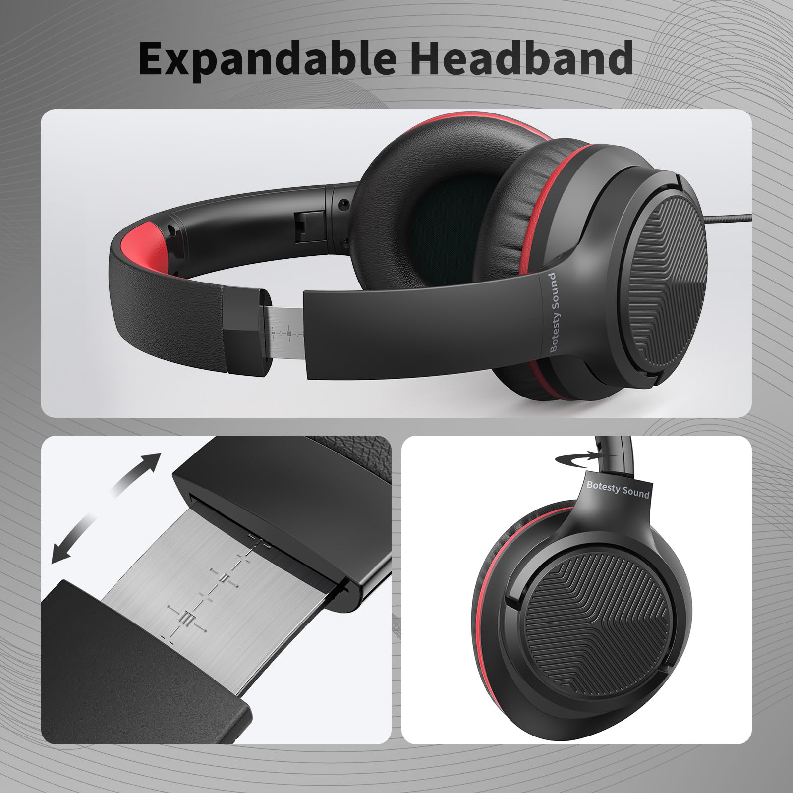 Headphones Wired with Microphone for School, 3.5mm Corded Headphones, Black