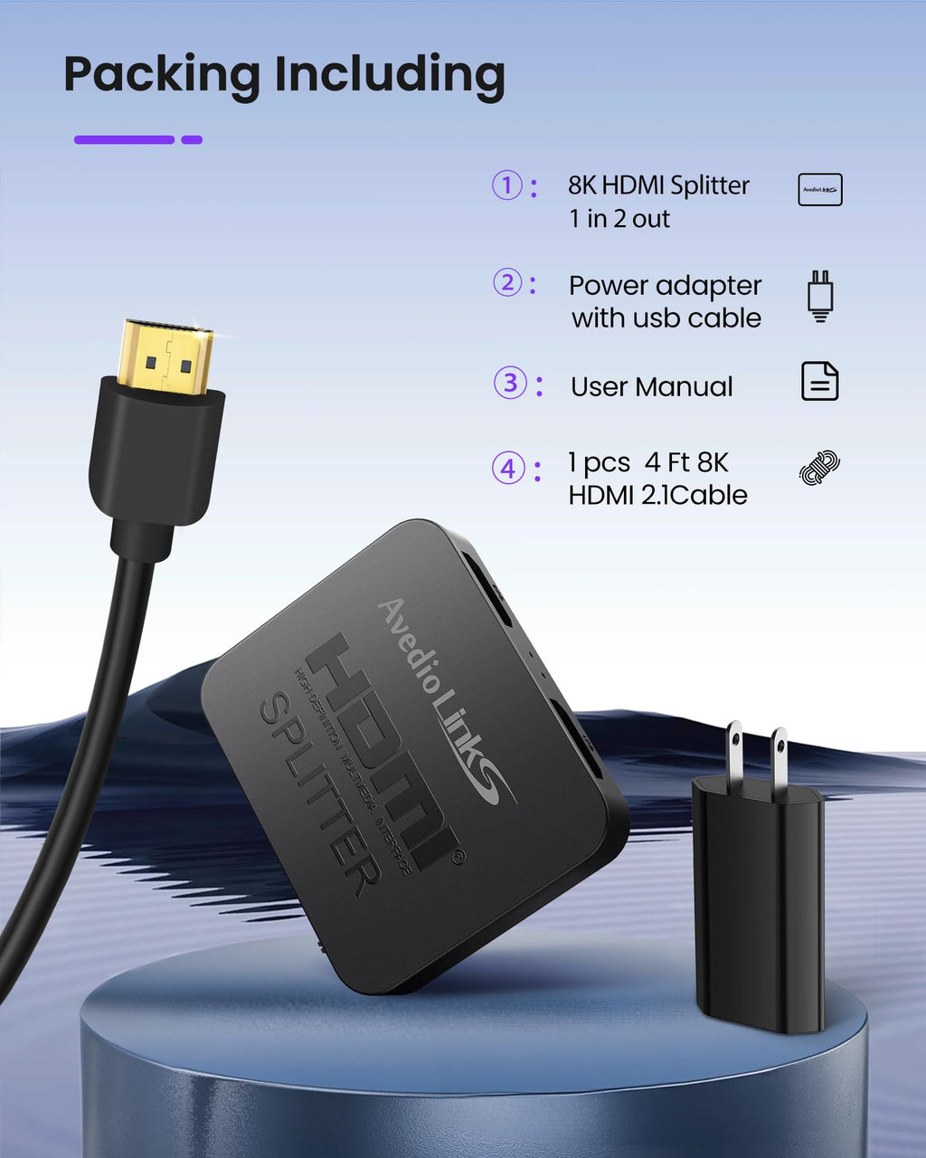 avedio links HDMI Splitter 1 in 2 Out [with 4 Ft Hdmi Cable], Mirror Only