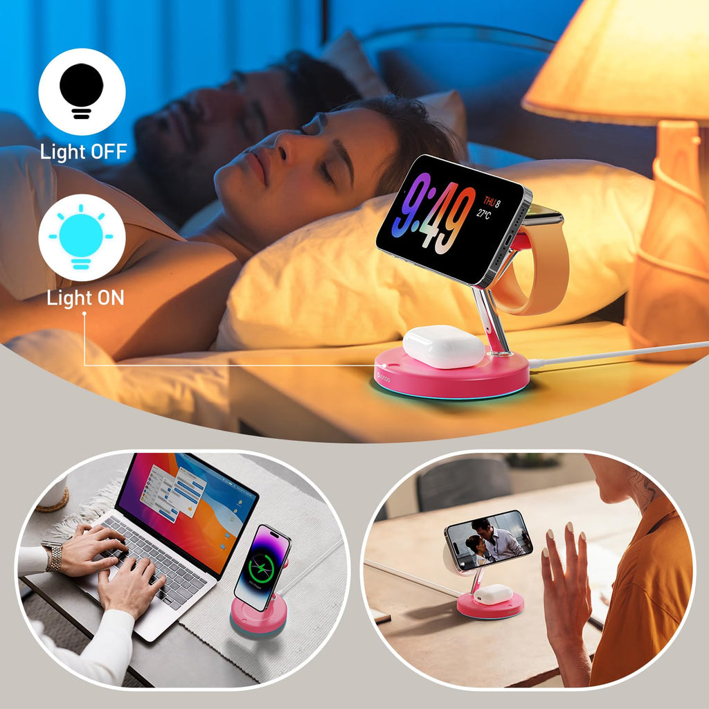 3 in 1 Mag-Safe Wireless Charger Stand for iPhone Apple Watch AirPods