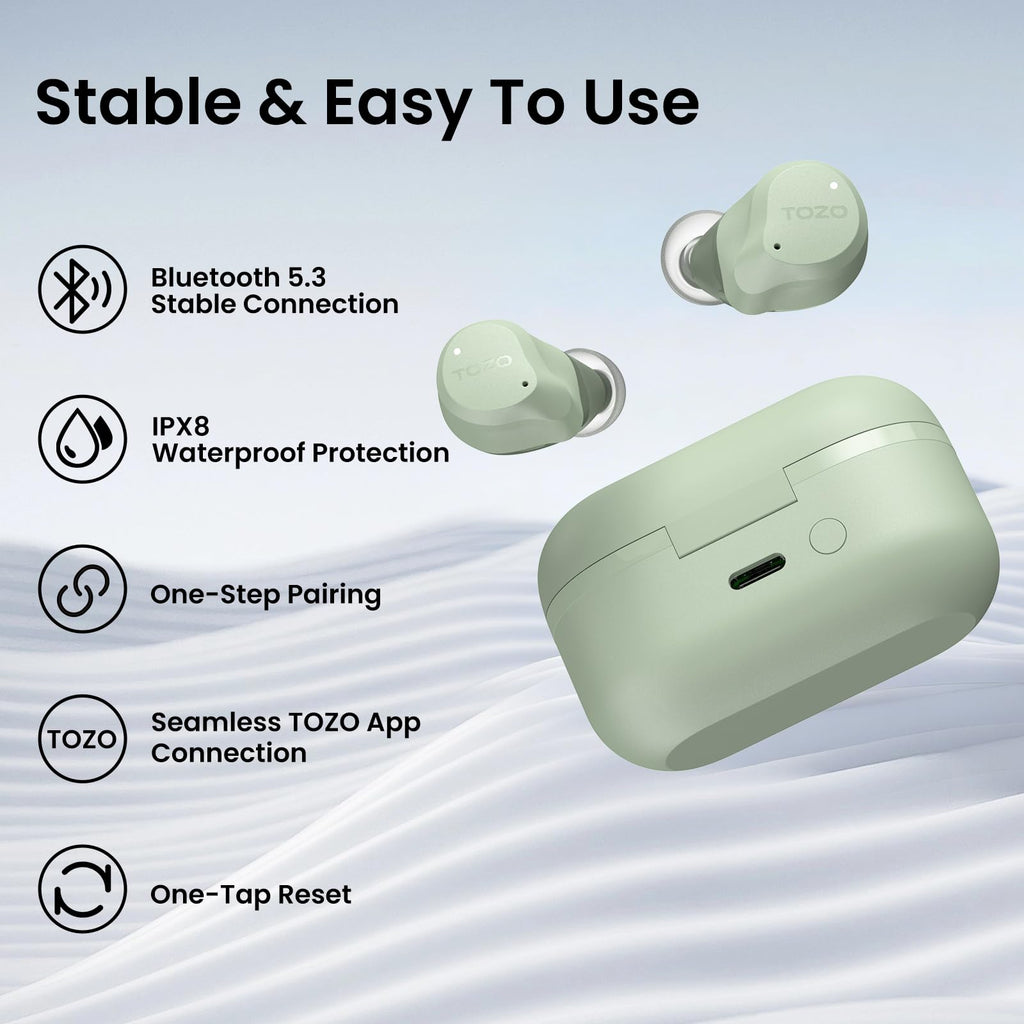 TOZO NC9 Hybrid Active Noise Cancelling Wireless Earbuds, 60H, LED Display
