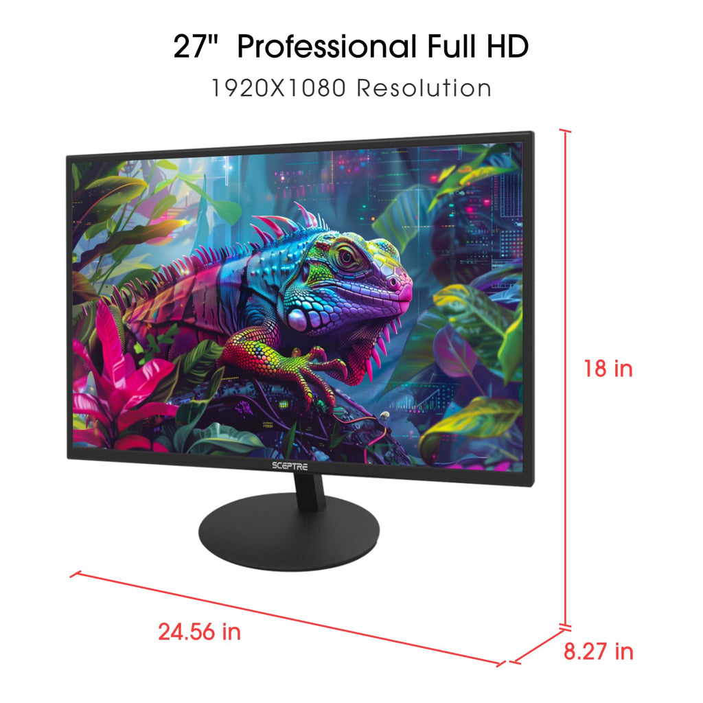 Sceptre 27-inch Prime Gaming Monitor 100Hz 1ms DisplayPort HDMI x2 100% sRGB AMD FreeSync Build-in Speakers, Eye Care Frameless Machine Black 2025 (E275W-FW100T Series)