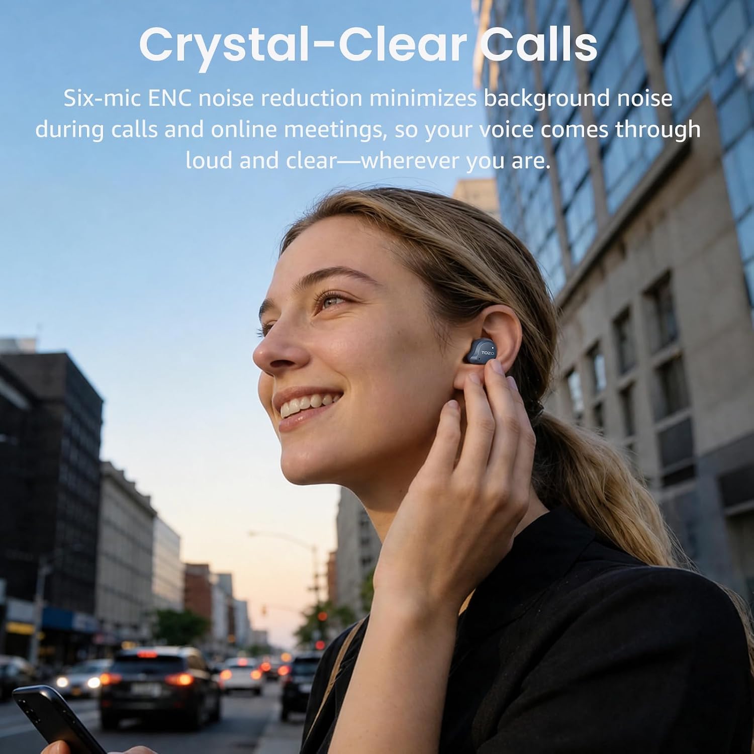 TOZO NC9 Hybrid Active Noise Cancelling Wireless Earbuds, 60H, LED Display