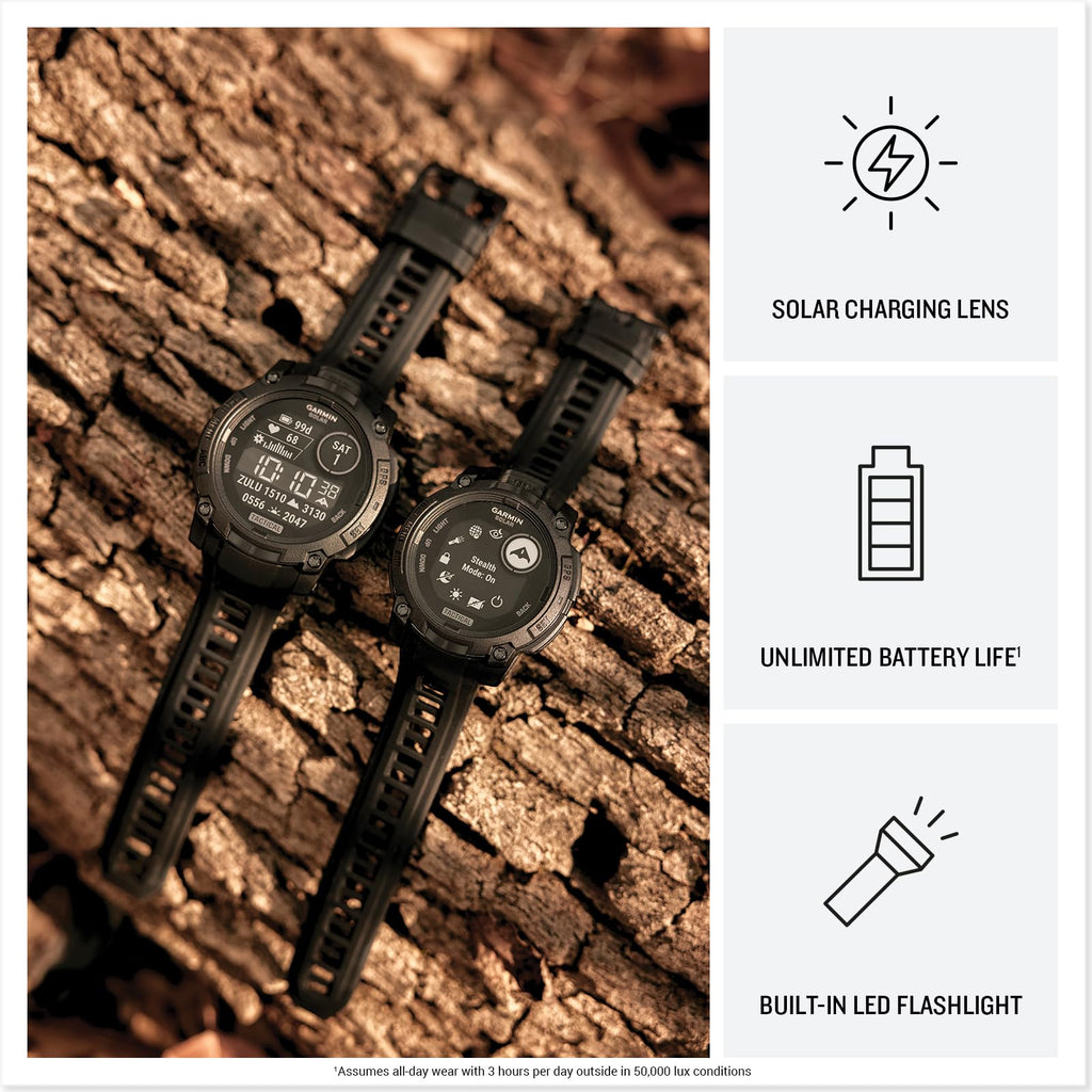 Garmin Instinct® 3 Tactical, Solar, 45mm, Black