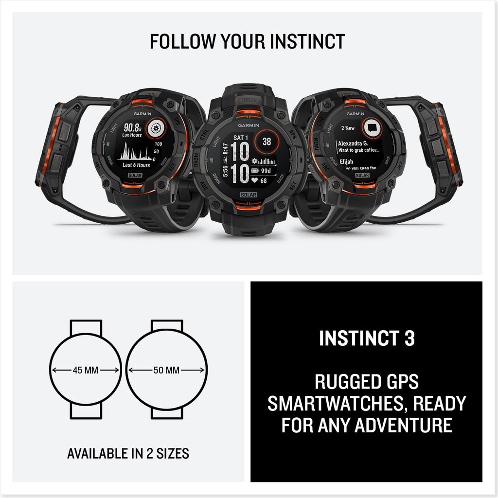 Garmin Instinct® 3 Tactical, Solar, 45mm, Black