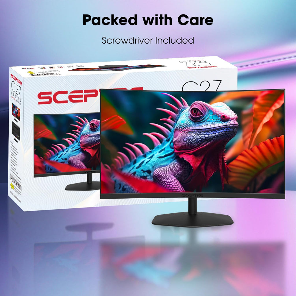 New! Sceptre Curved 24-inch Gaming Monitor 1ms 100Hz 1500R DisplayPort HDMI X2 Eye Care 100% sRGB Build-in Speakers, Machine Black 2026 (C248W-FW100T Series)