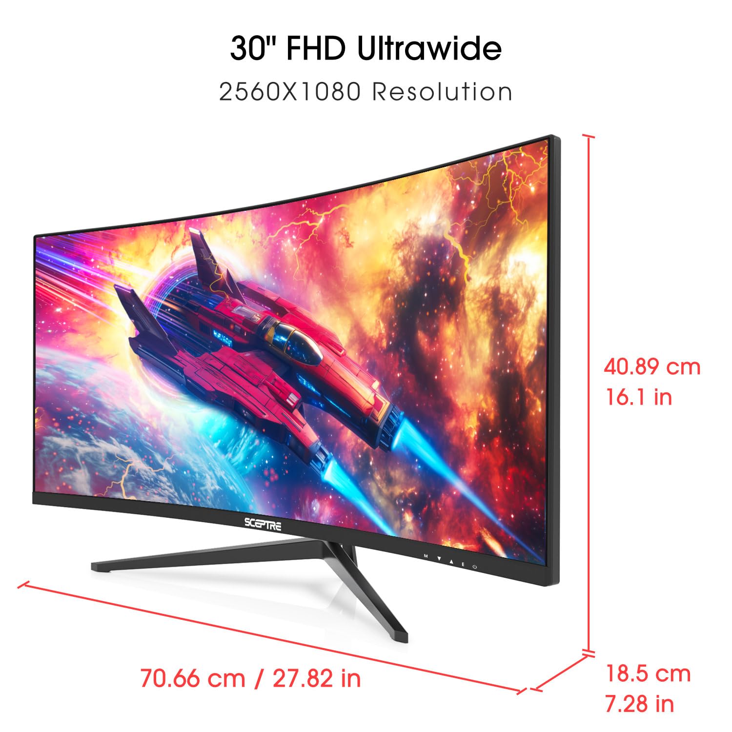 Sceptre 27-inch Prime Gaming Monitor 100Hz 1ms DisplayPort HDMI x2 100% sRGB AMD FreeSync Build-in Speakers, Eye Care Frameless Machine Black 2025 (E275W-FW100T Series)