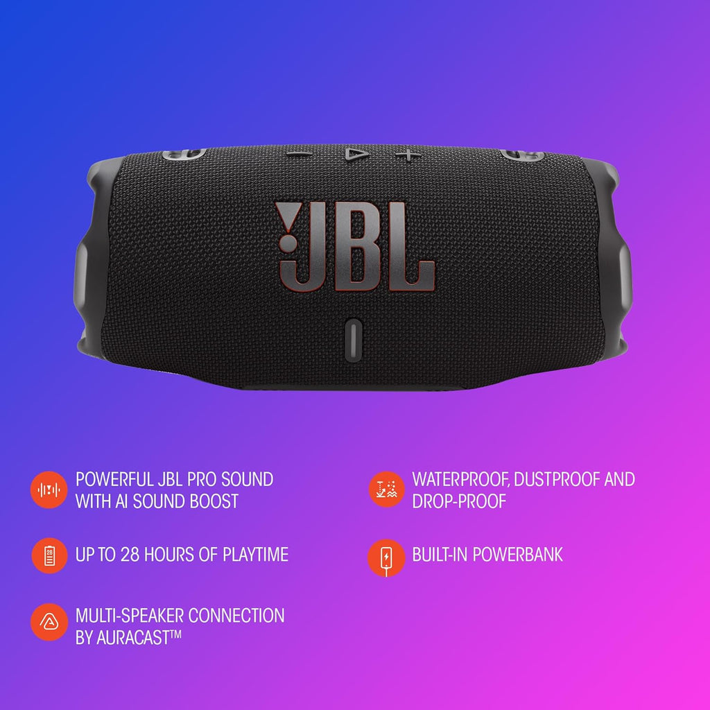 JBL Charge 6 Portable Bluetooth Speaker, Waterproof, Drop-Proof - Blue