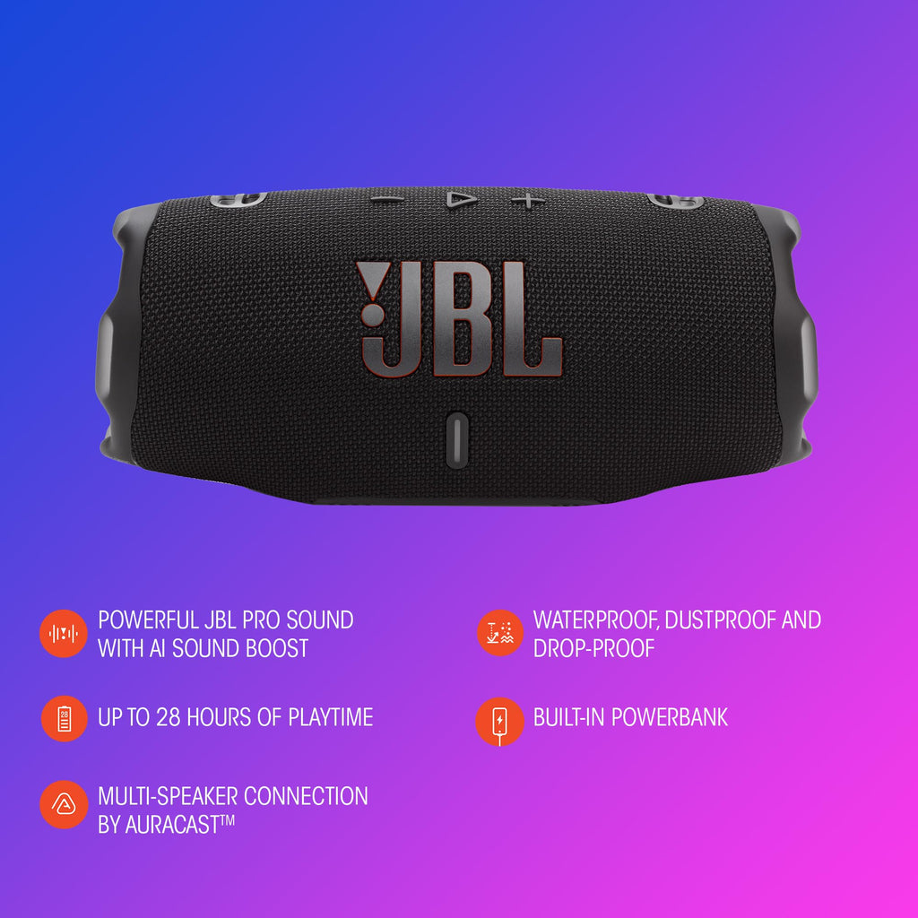 JBL Charge 6 Portable Bluetooth Speaker, Waterproof, Drop-Proof - Blue