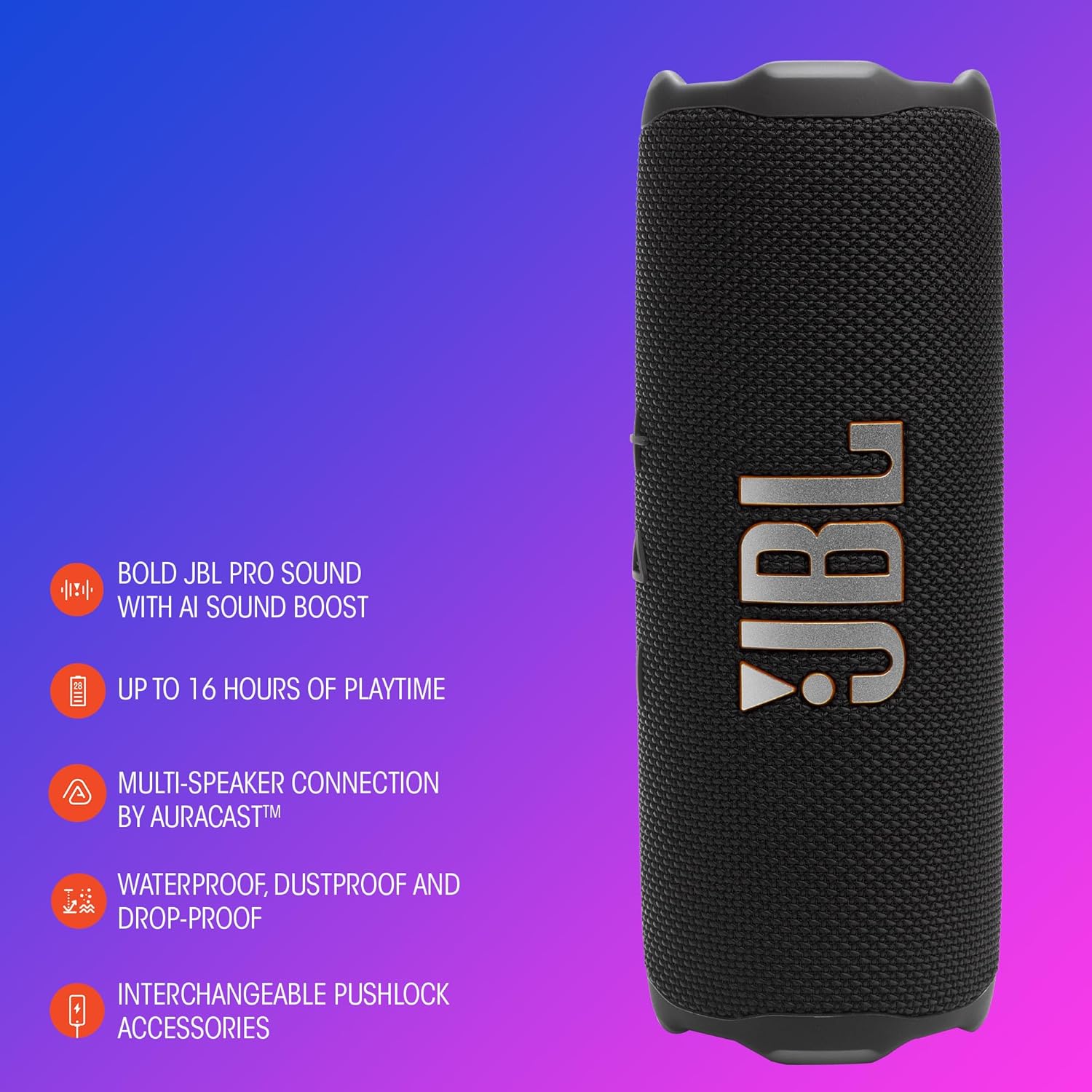 JBL Flip 7 Portable Bluetooth Speaker, Waterproof and Drop-Proof - Pink