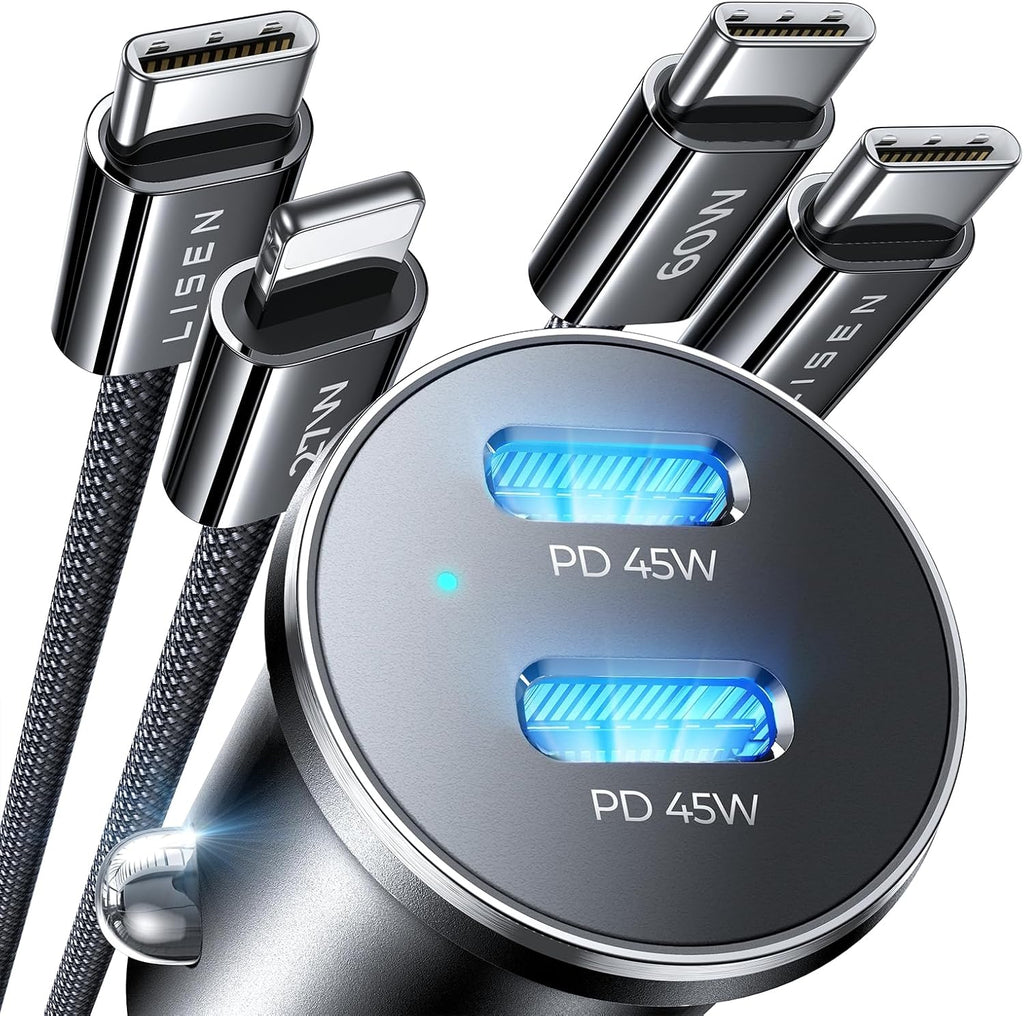 LISEN 90W Car Charger USB C Fast Charge,USB C Car Charger for iPhone 17 Pro