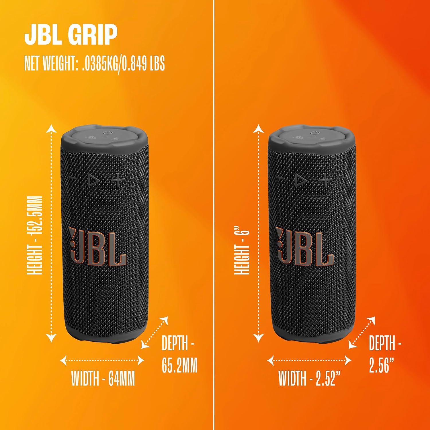 JBL Grip Portable Bluetooth Speaker, Waterproof, Ambient Light - Pink