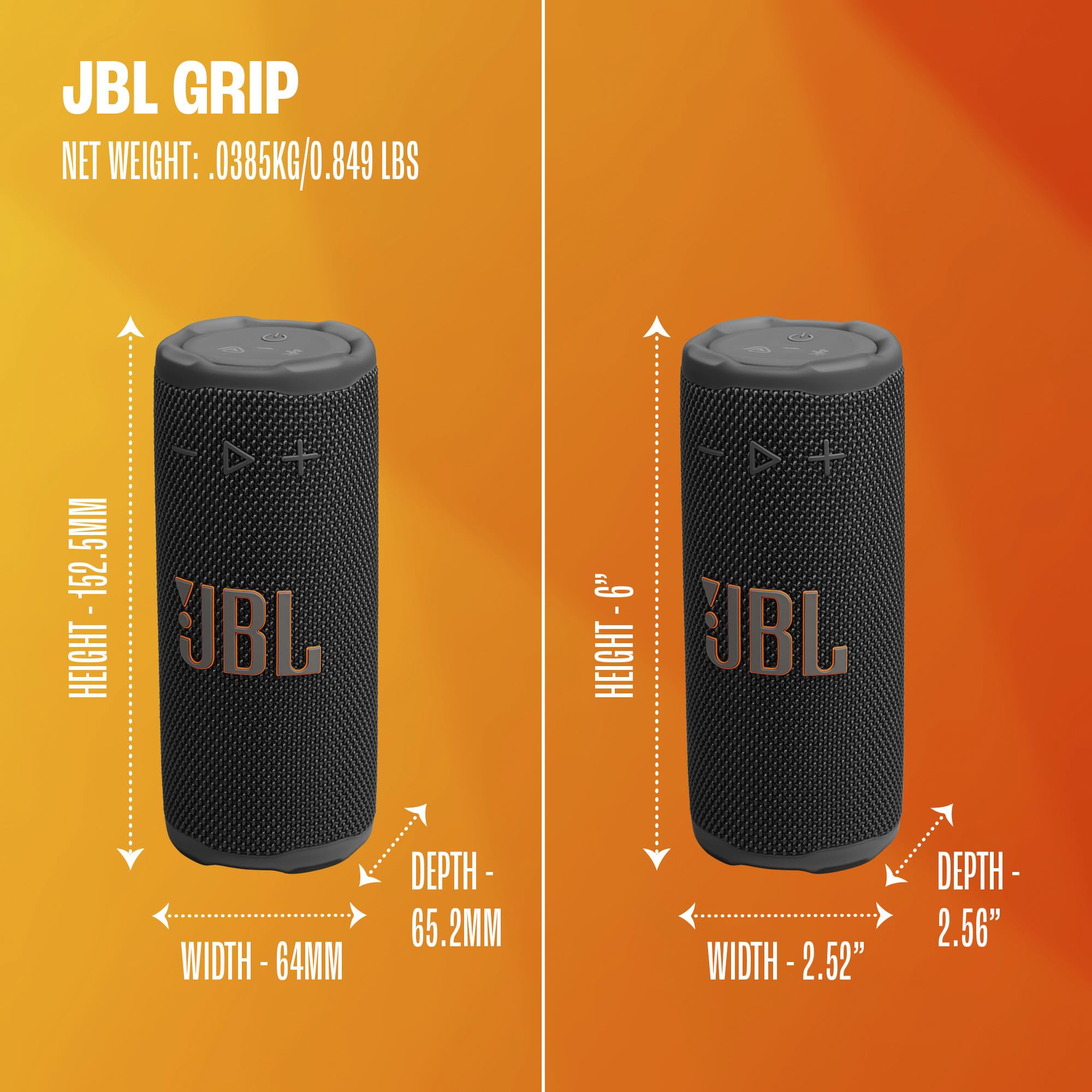JBL Grip Portable Bluetooth Speaker, Waterproof, Ambient Light - Pink