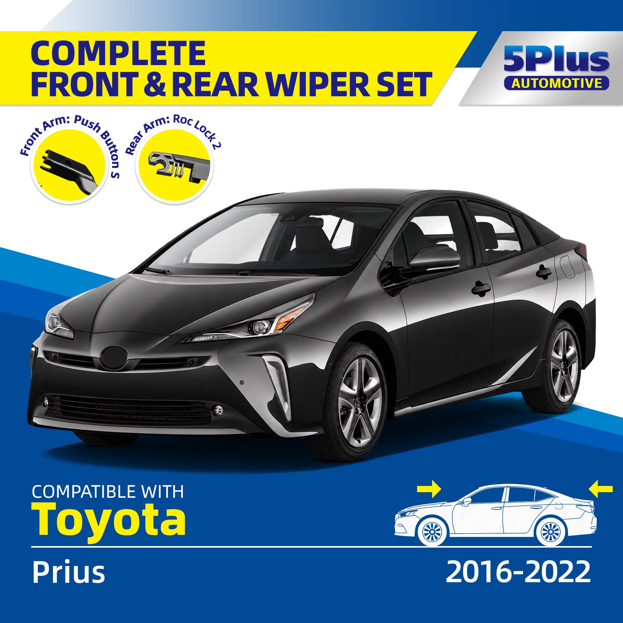 5 PLUS Custom-Fit Wipers fits Toyota Prius 2004-2009 Windshield Wipers