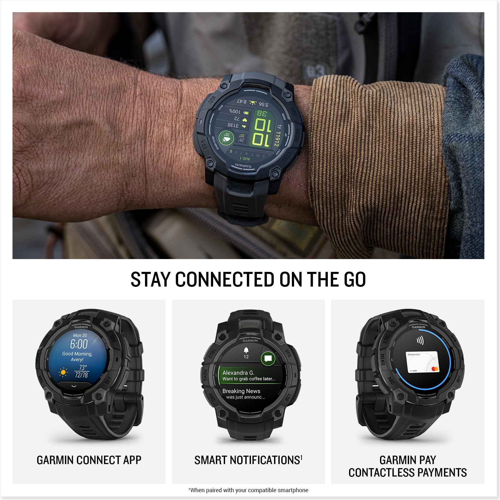Garmin Instinct® 3 Tactical, Solar, 45mm, Black