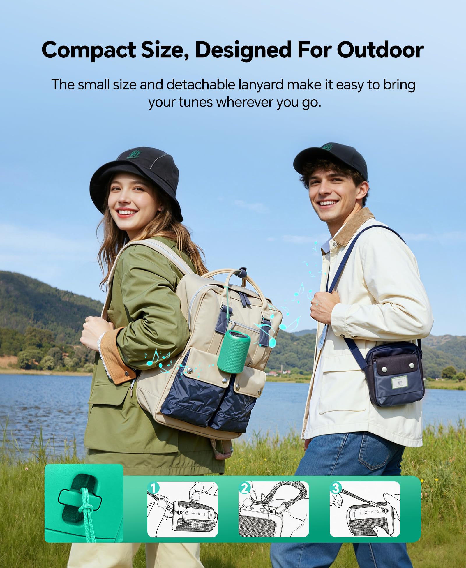 Portable Bluetooth Speaker Beach Essentials: IPX5 Waterproof for Outdoor