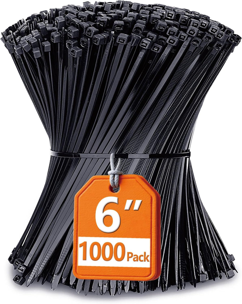Zip Ties 6 inch with 25 lb Tensile Strength, Black Cable ties, 1000 Pack, ANOSON