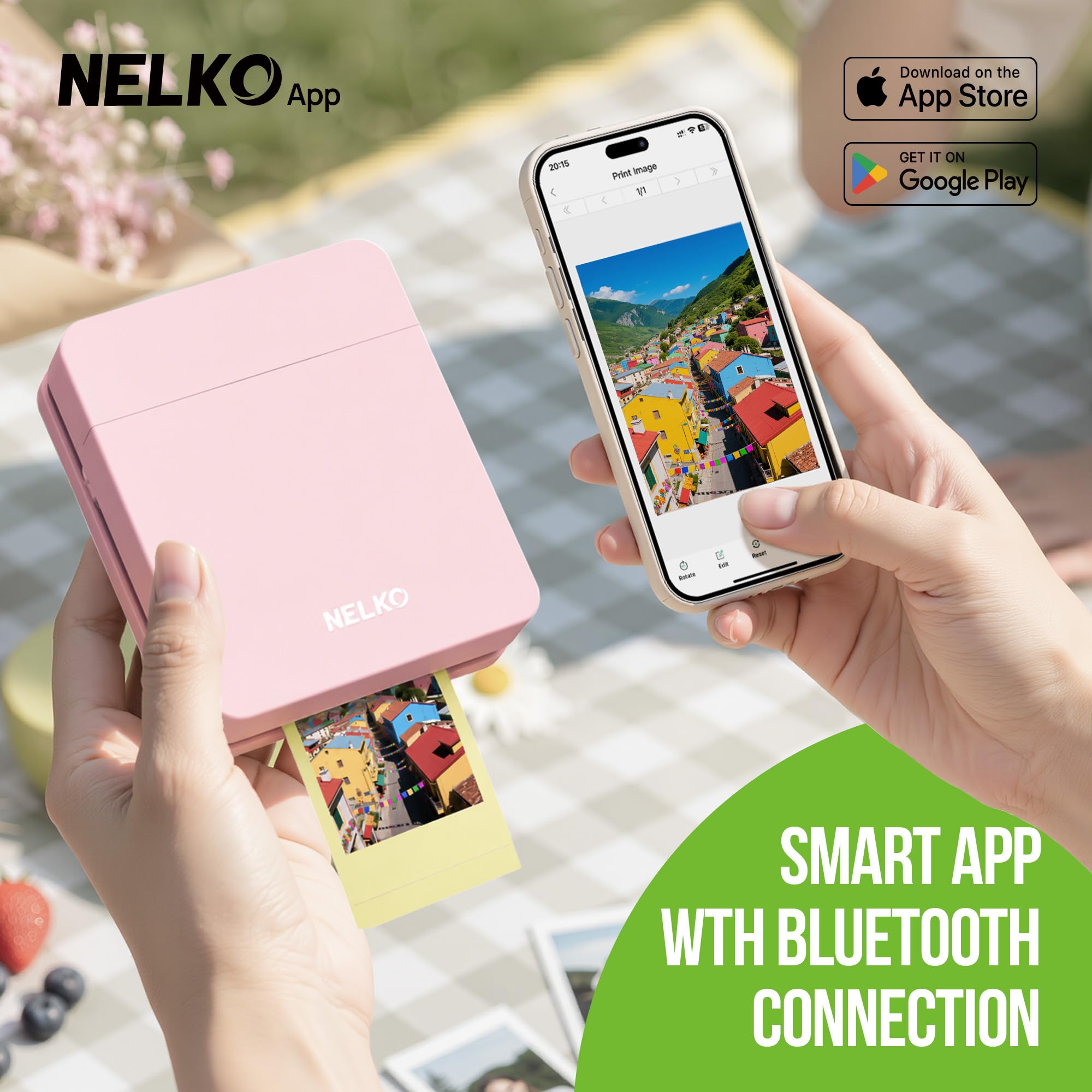 Nelko PP01 Photo Printer, 2x3 Portable Photo Printer, Mini Printer, Beige