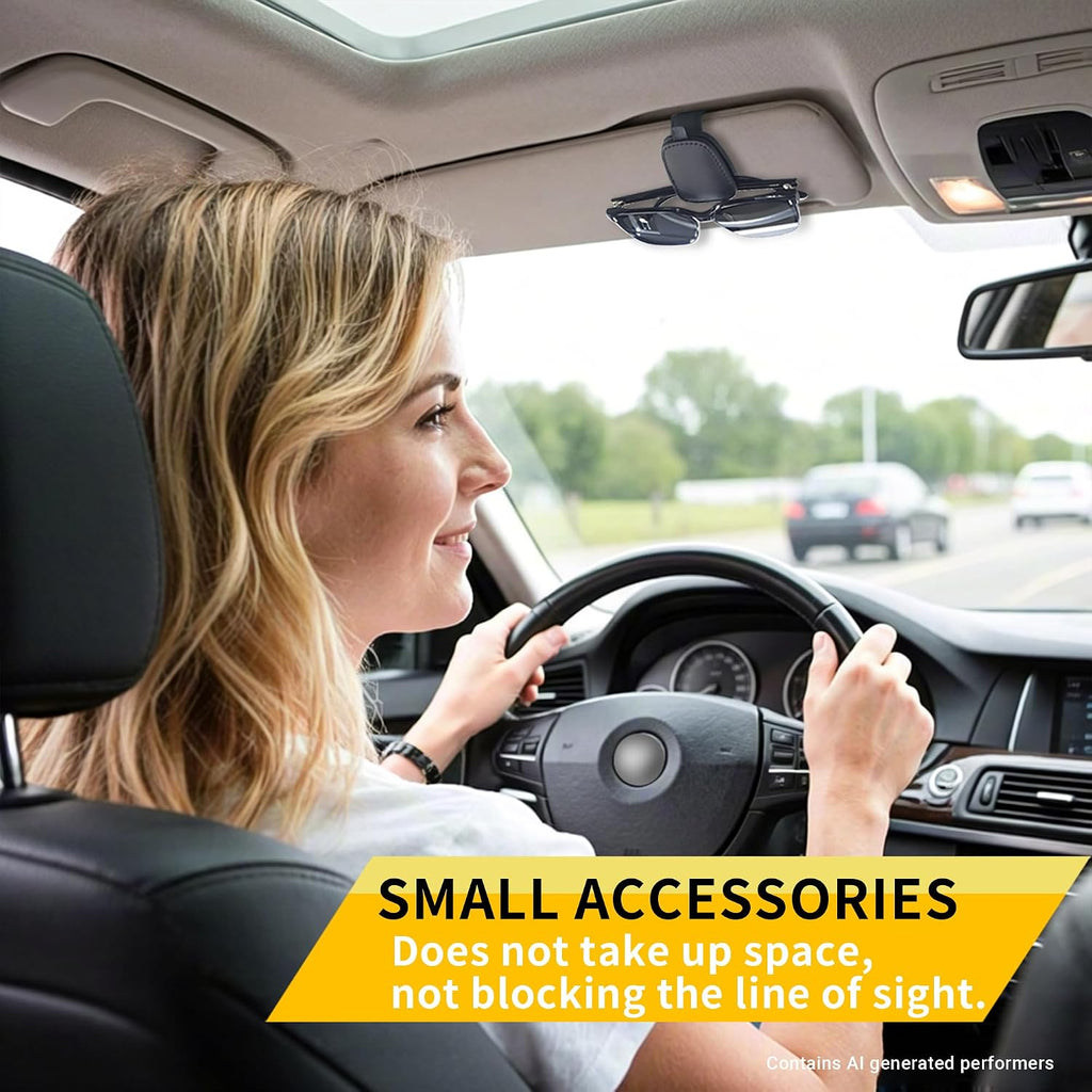 Yuoyar Magnetic Leather Sunglasses Holder for Car, 2 Packs (Black)