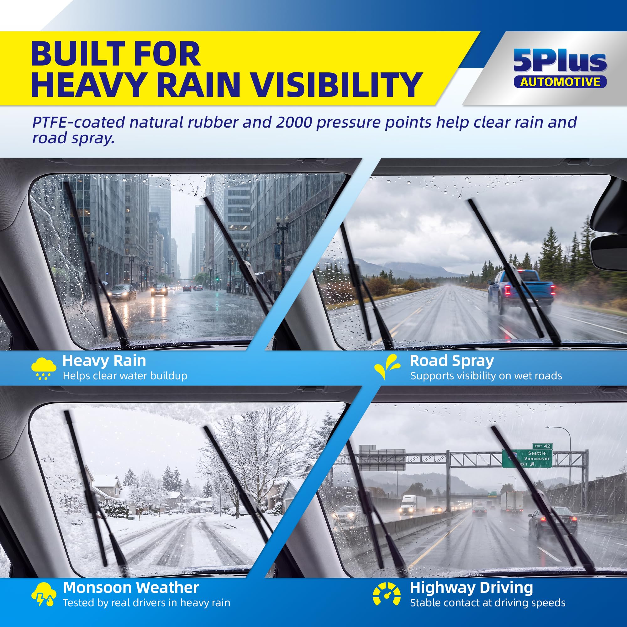 5 PLUS Custom-Fit Wipers fits Toyota Prius 2004-2009 Windshield Wipers