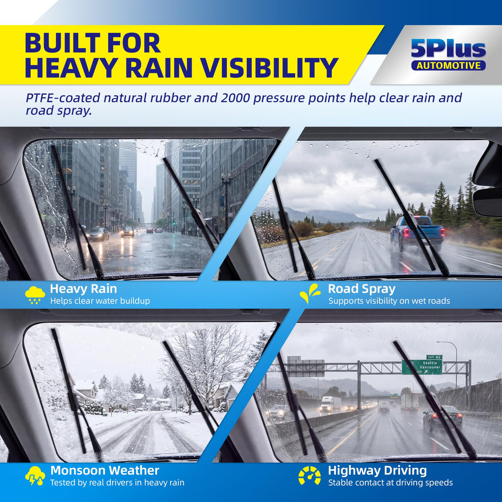 5 PLUS Custom-Fit Wipers fits Toyota Prius 2004-2009 Windshield Wipers
