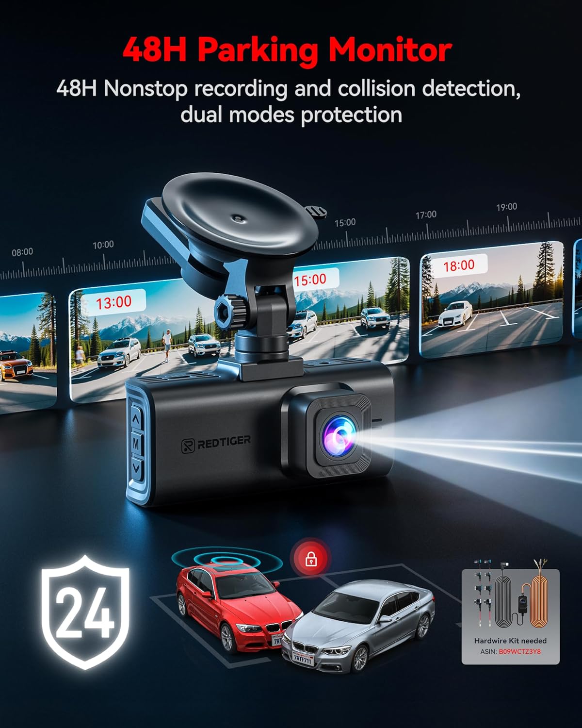 REDTIGER 4K STARVIS 2 Dashcam Front Rear, 5GHz WiFi 20MB/s, Free 128GB Card