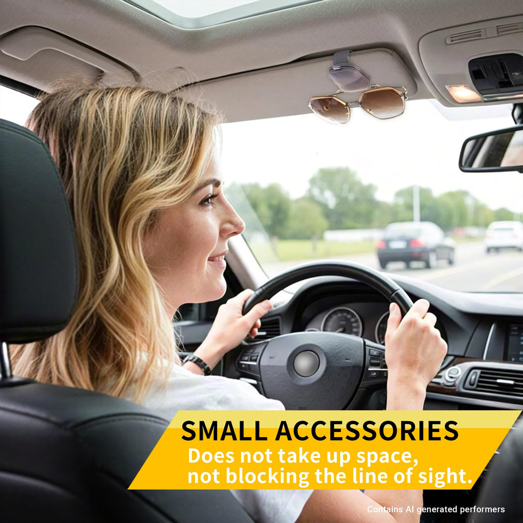 Yuoyar Magnetic Leather Sunglasses Holder for Car, 2 Packs (Black)
