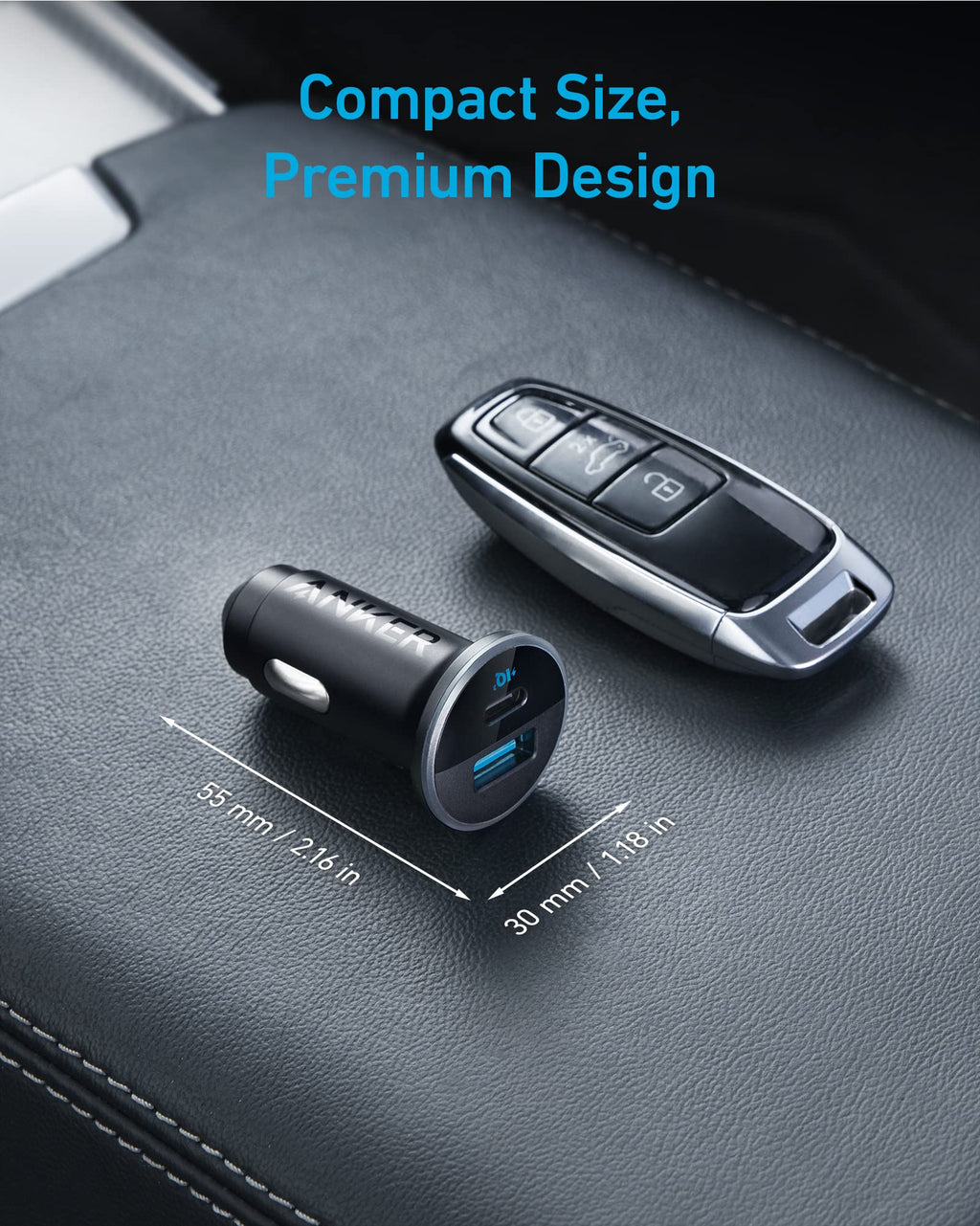 Anker 323 52.5W USB C Car Charger with 30W PowerIQ 3.0 Fast Charging