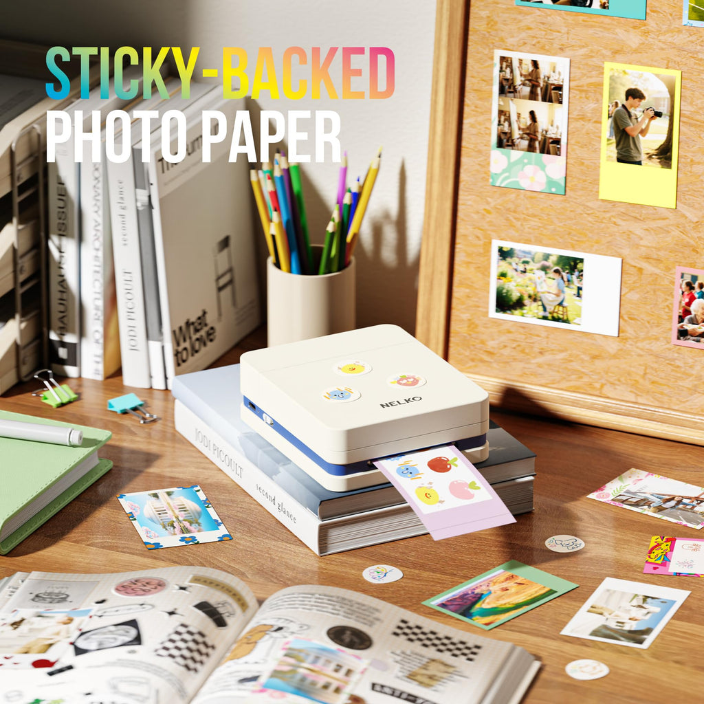 Nelko PP01 Photo Printer, 2x3 Portable Photo Printer, Mini Printer, Beige
