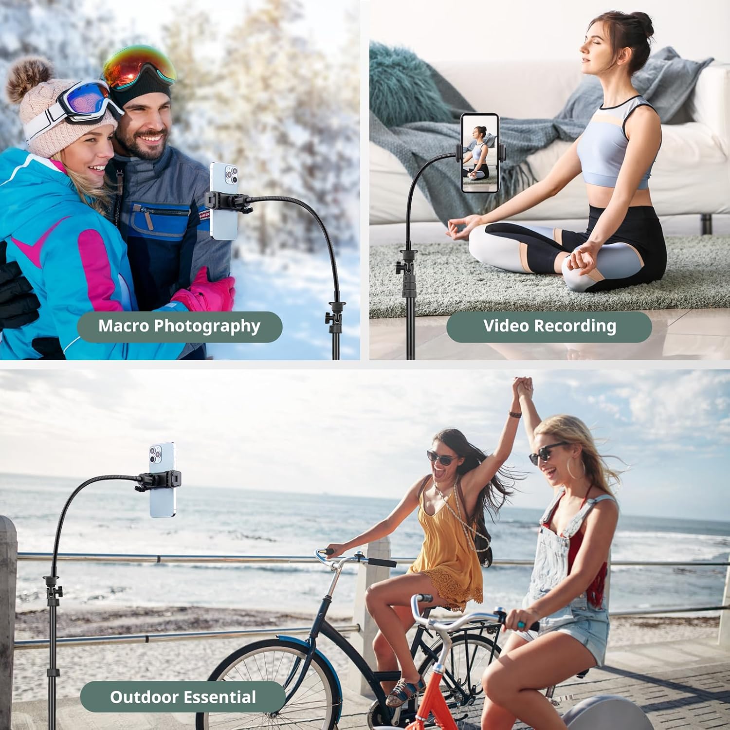 SENSYNE 72" Phone Tripod & Selfie Stick, Extendable Cell Phone Tripod Stand with Wireless Remote and Phone Holder, Compatible with iPhone Android Phone, Camera, Pink