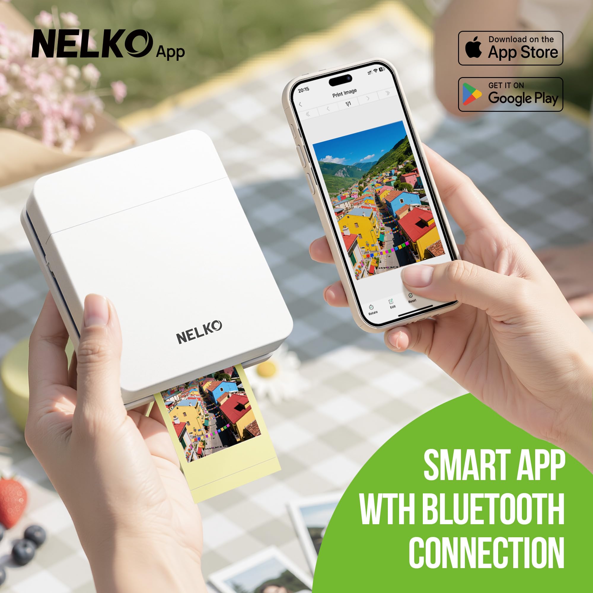 Nelko PP01 Photo Printer, 2x3 Portable Photo Printer, Mini Printer, Beige