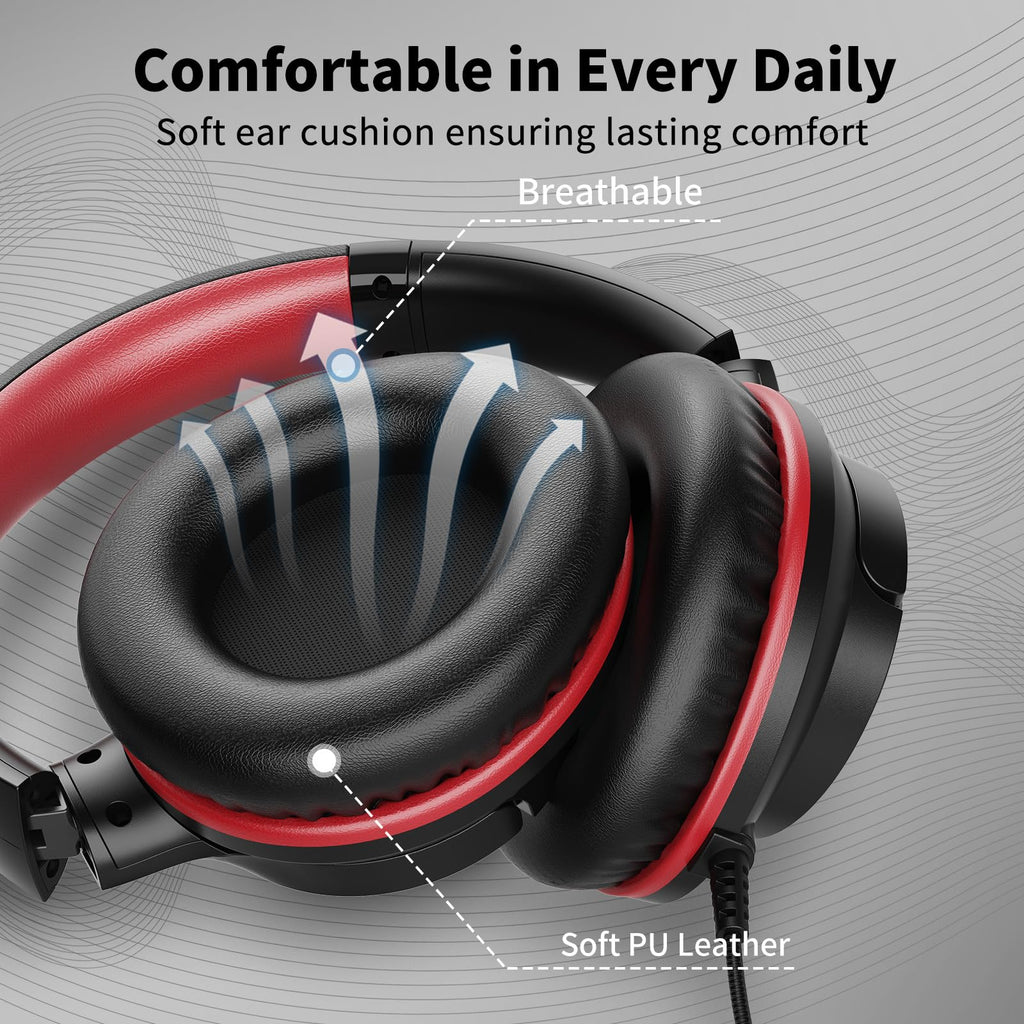Headphones Wired with Microphone for School, 3.5mm Corded Headphones, Black