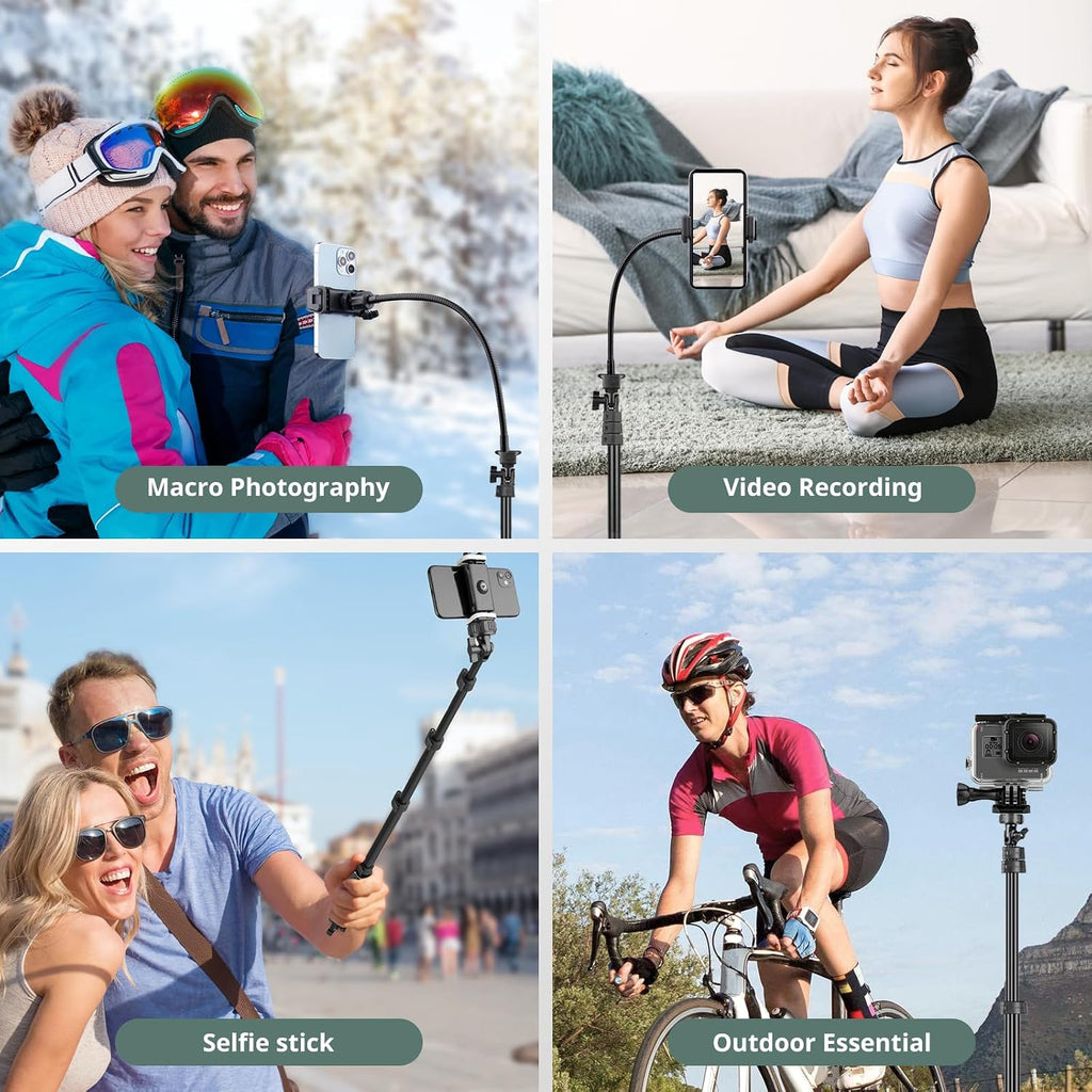 SENSYNE 72" Phone Tripod & Selfie Stick, Extendable Cell Phone Tripod Stand with Wireless Remote and Phone Holder, Compatible with iPhone Android Phone, Camera, Pink