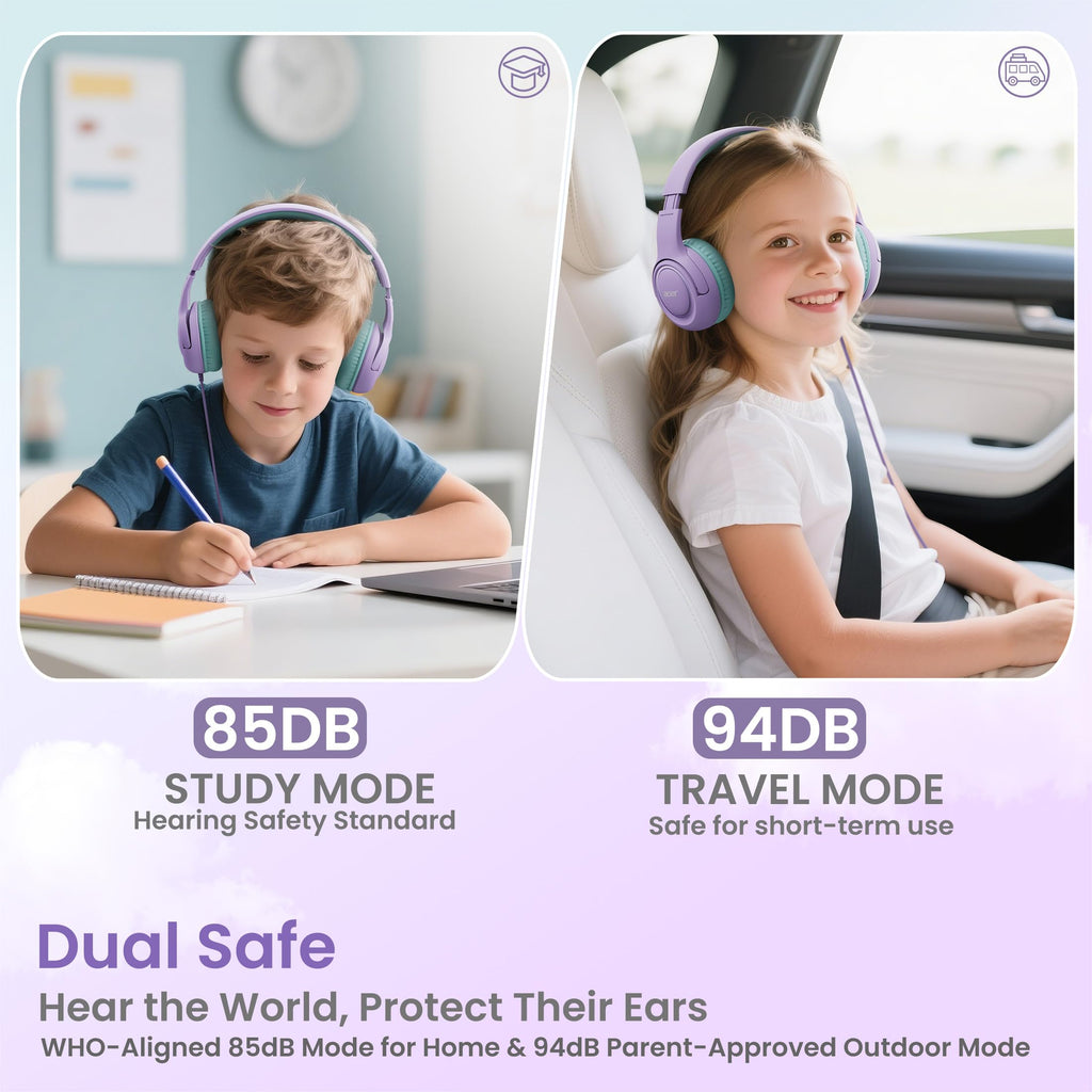 Acer Kids Headphones for School, 85-94dB Limiter, 3.5mm Jack, w/Mic HK03