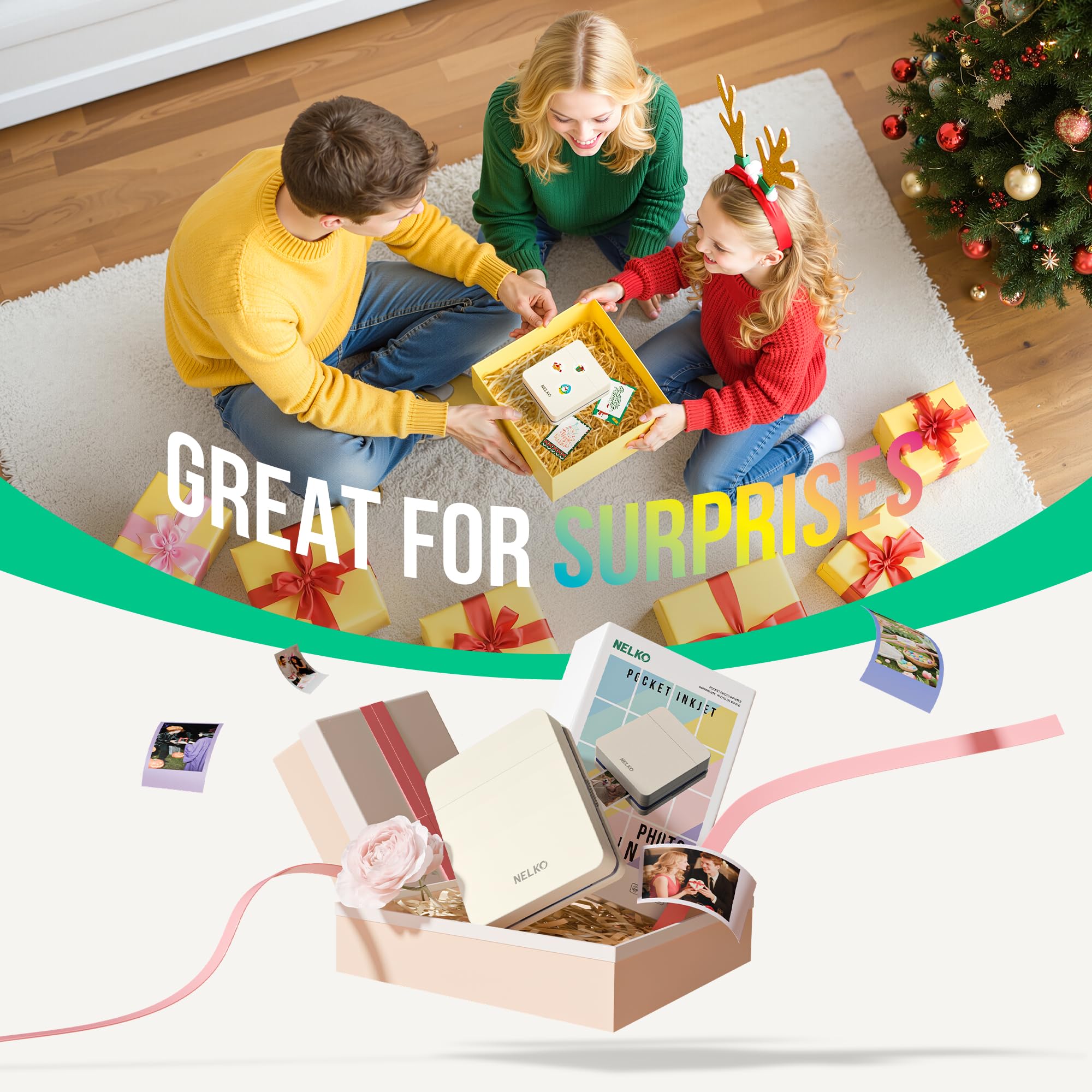 Nelko PP01 Photo Printer, 2x3 Portable Photo Printer, Mini Printer, Beige
